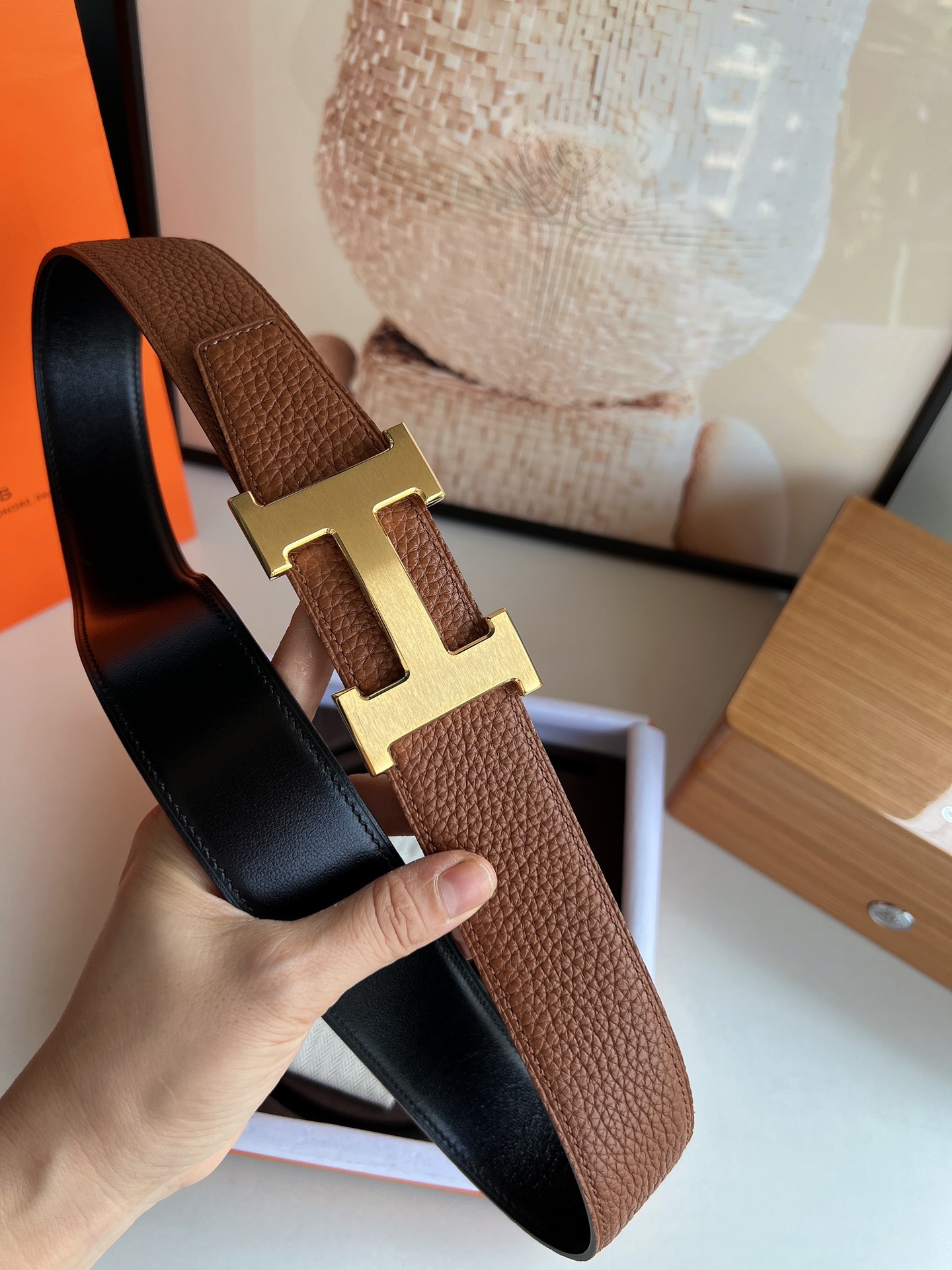 Hermès Male Leather Belt Top Grain Leather S-m
