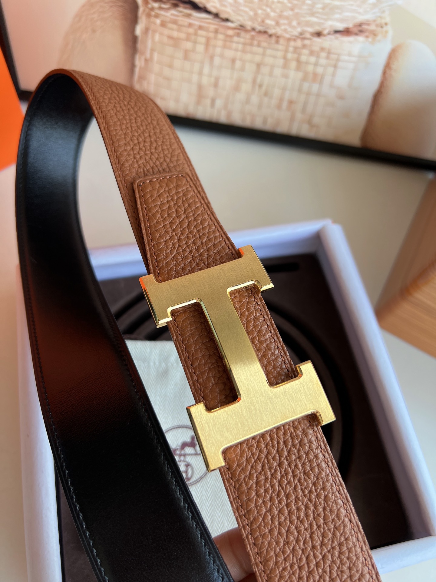 Hermès Male Leather Belt Top Grain Leather S-m