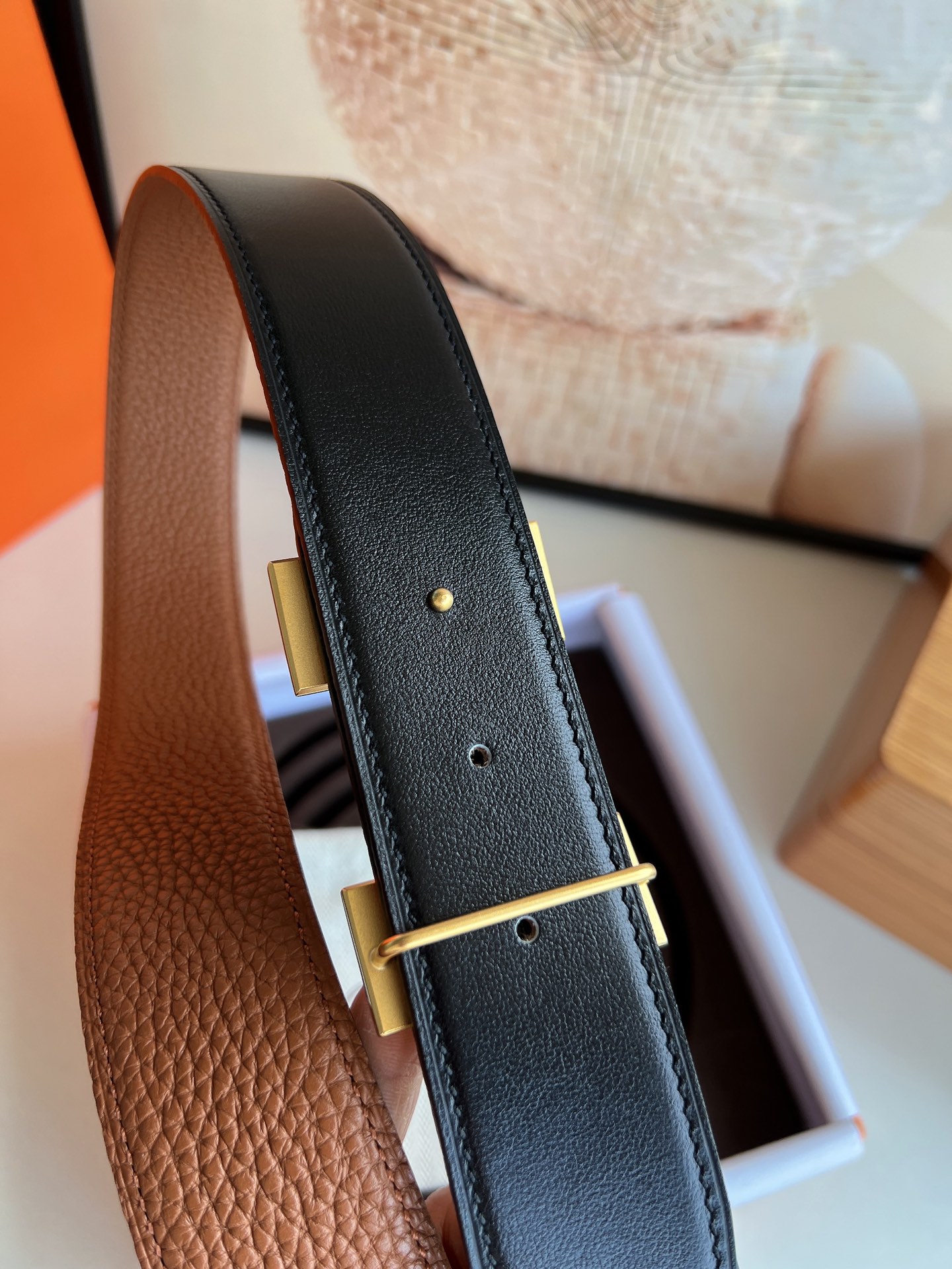 Hermès Male Leather Belt Top Grain Leather S-m