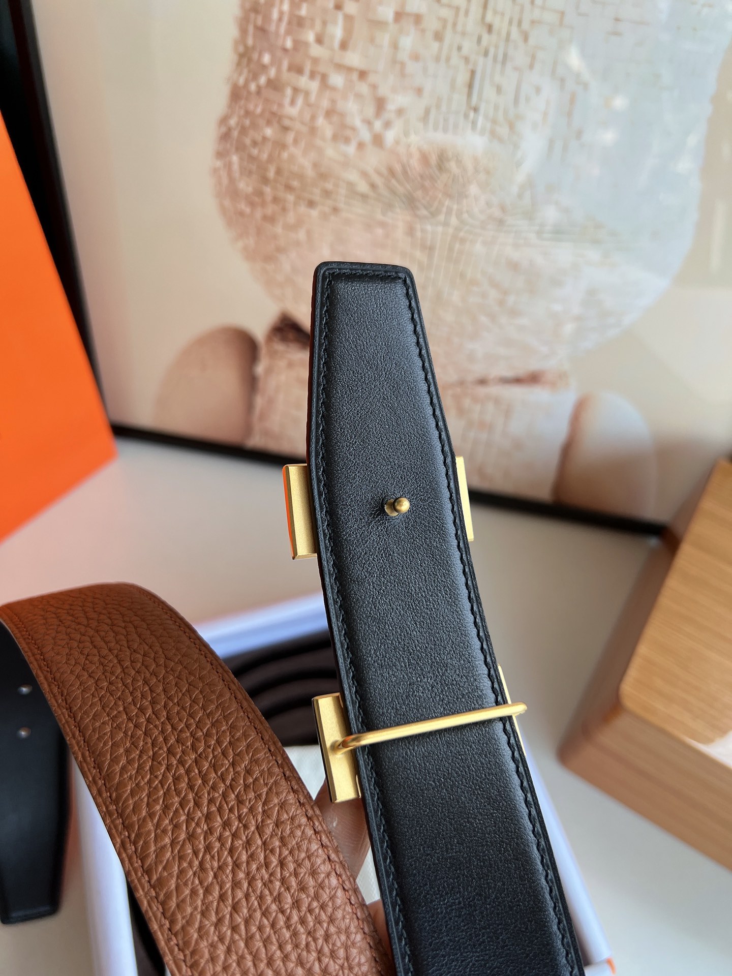 Hermès Male Leather Belt Top Grain Leather S-m