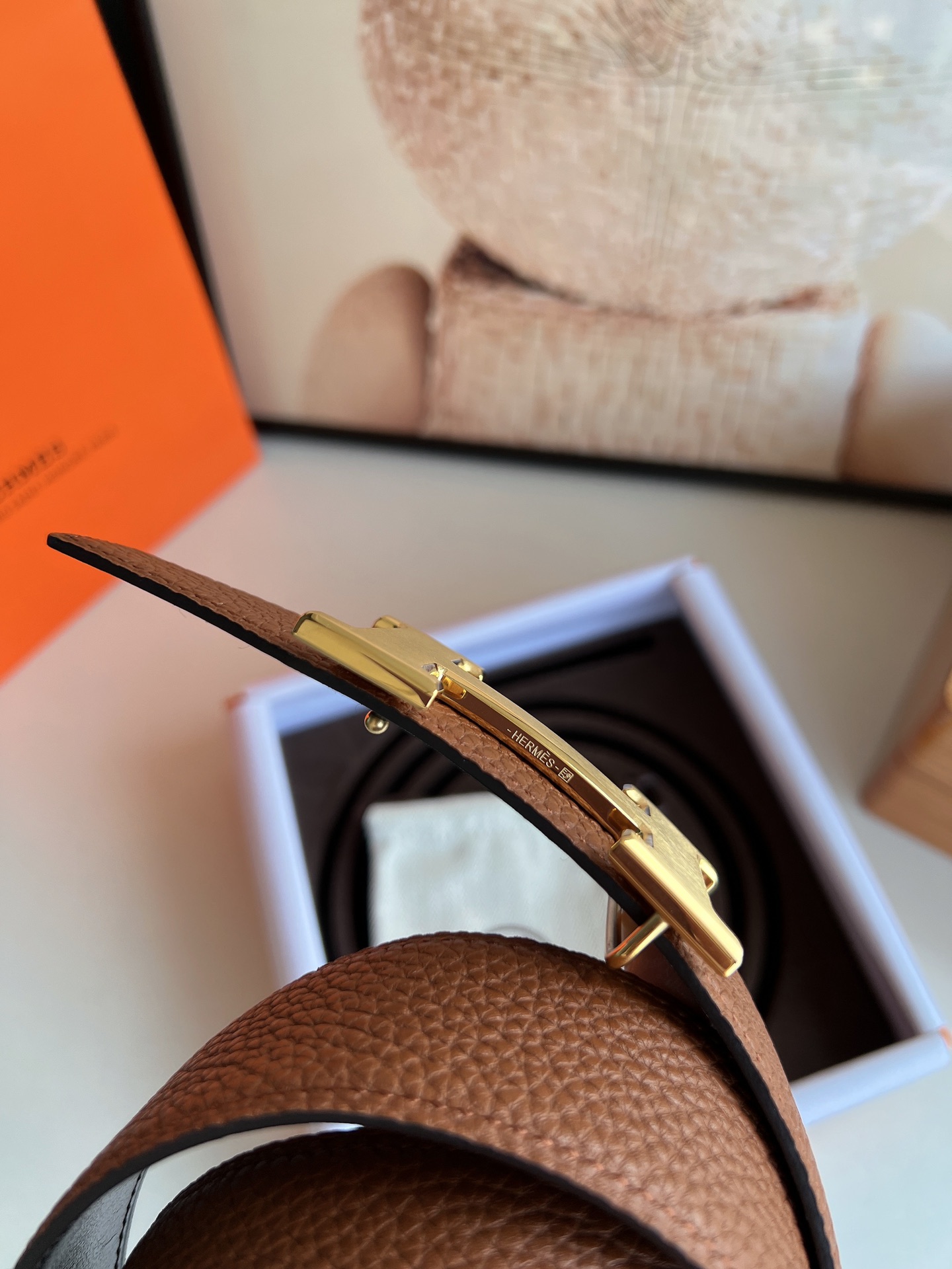 Hermès Male Leather Belt Top Grain Leather S-m