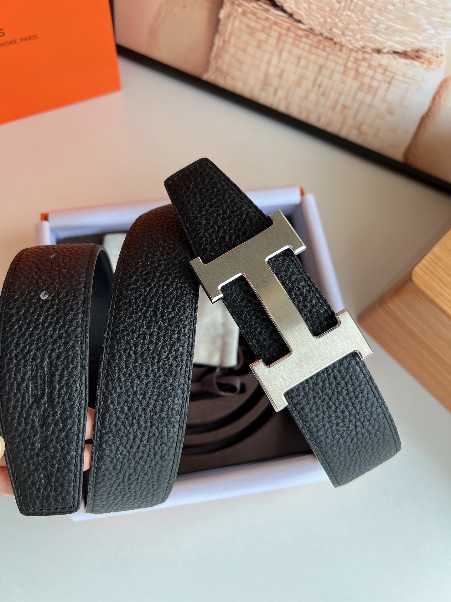 Hermès Male Leather Belt Top Grain Leather S-m