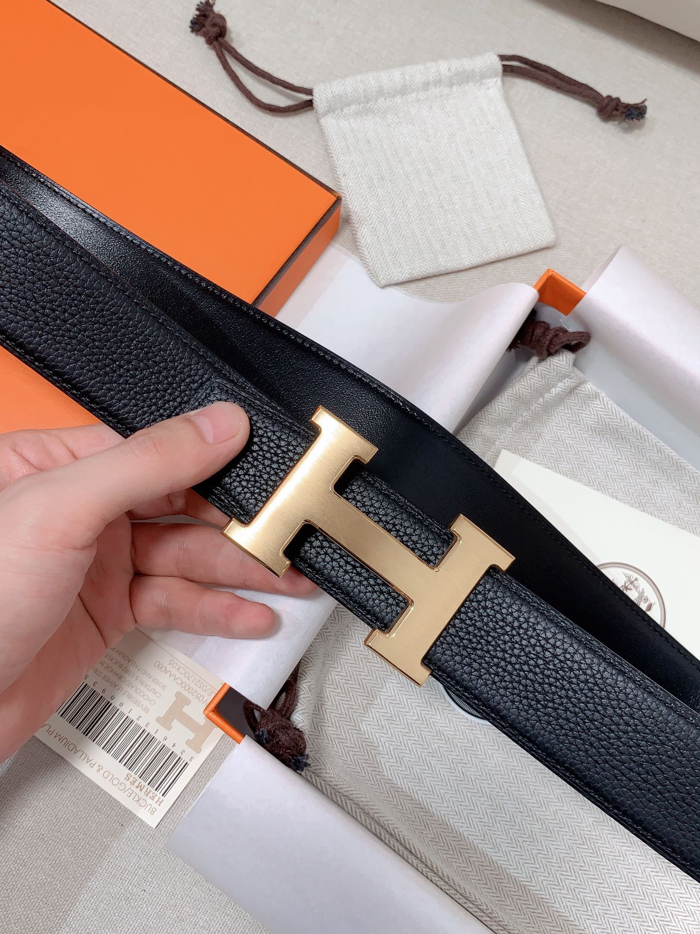 Hermès Male Leather Belt 38mm-s-m