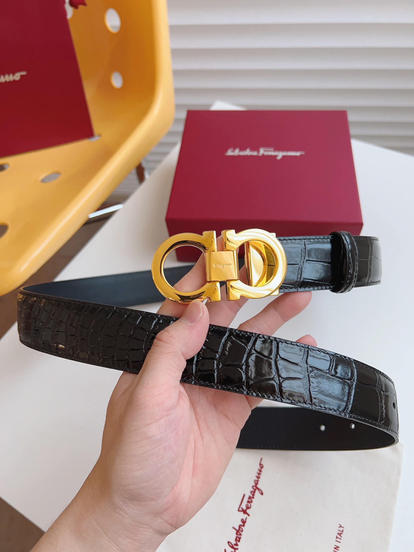 Salvatore Ferragamo Male Leather Belt Cow Leather M