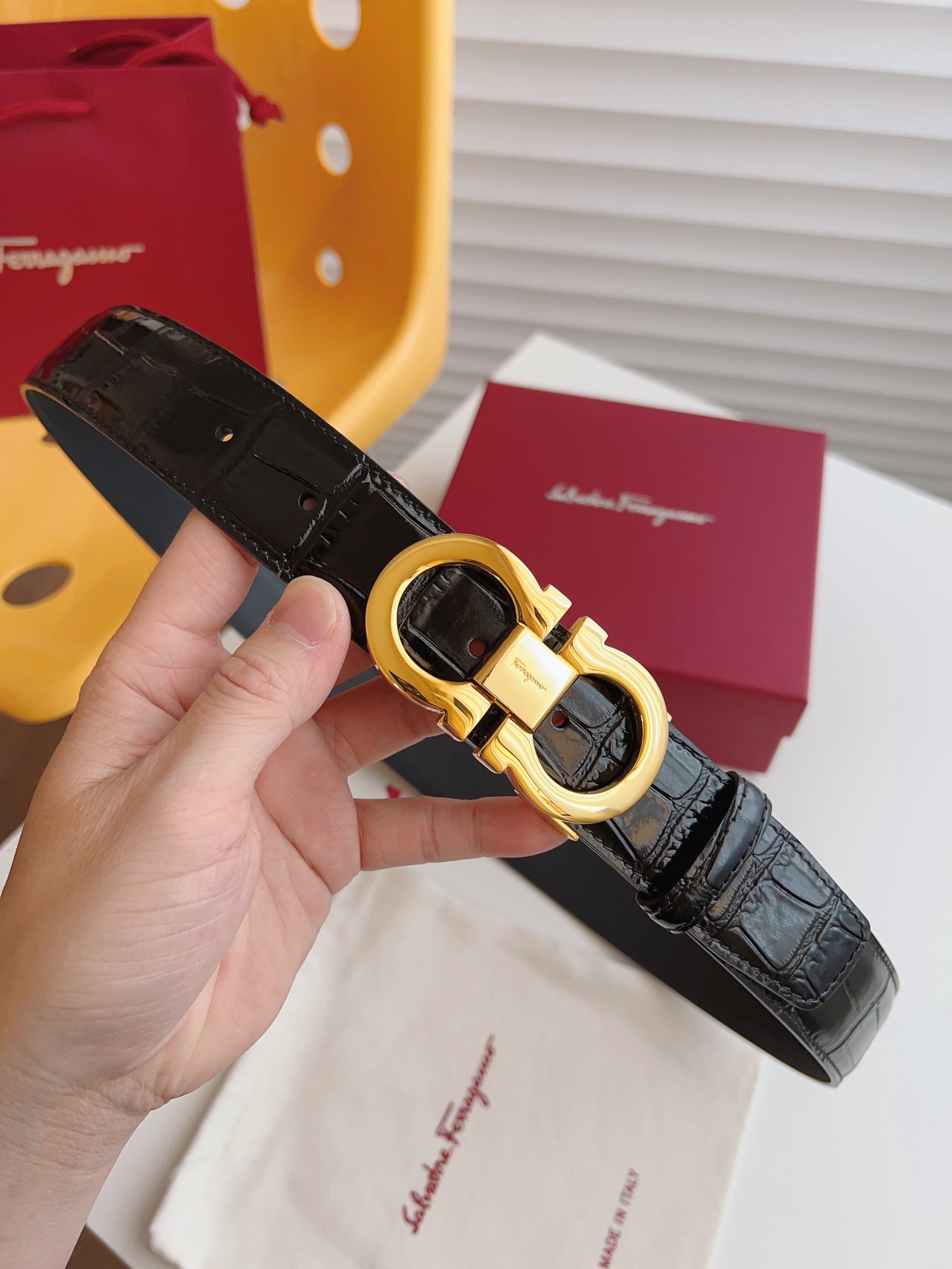 Salvatore Ferragamo Male Leather Belt Cow Leather M