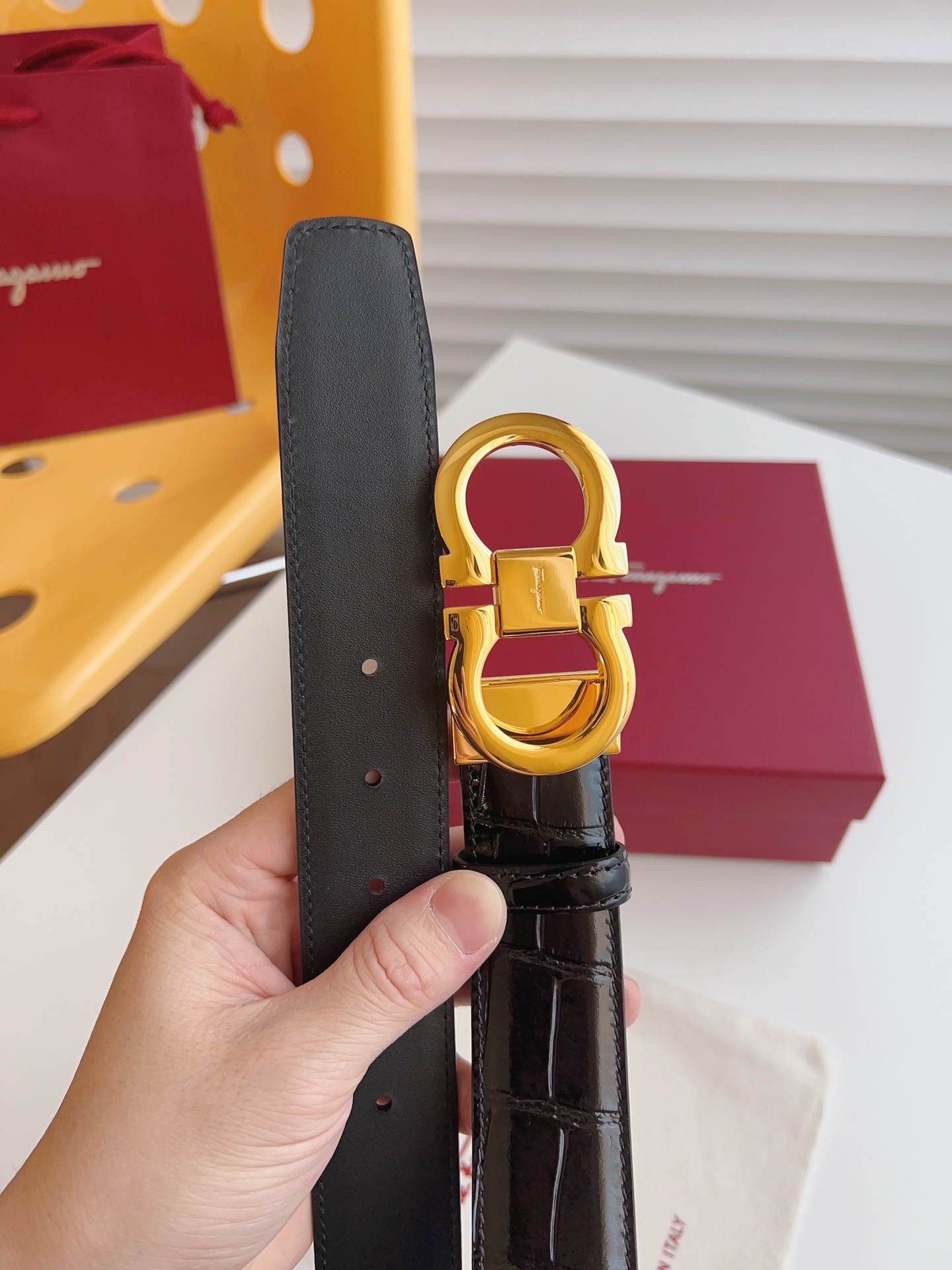 Salvatore Ferragamo Male Leather Belt Cow Leather M