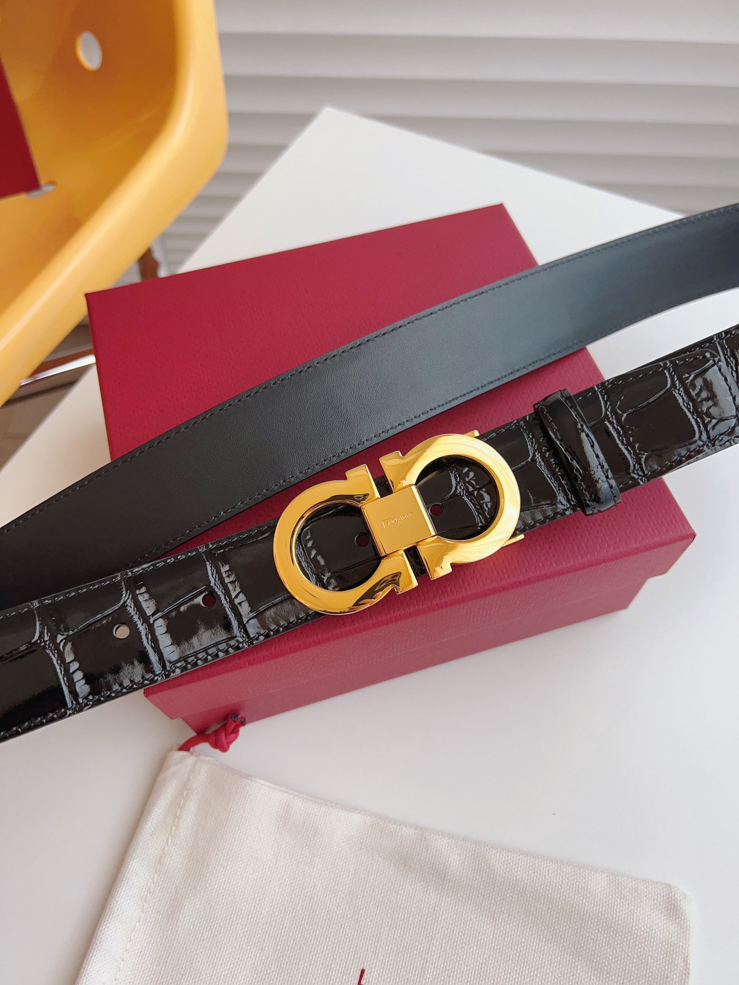 Salvatore Ferragamo Male Leather Belt Cow Leather M