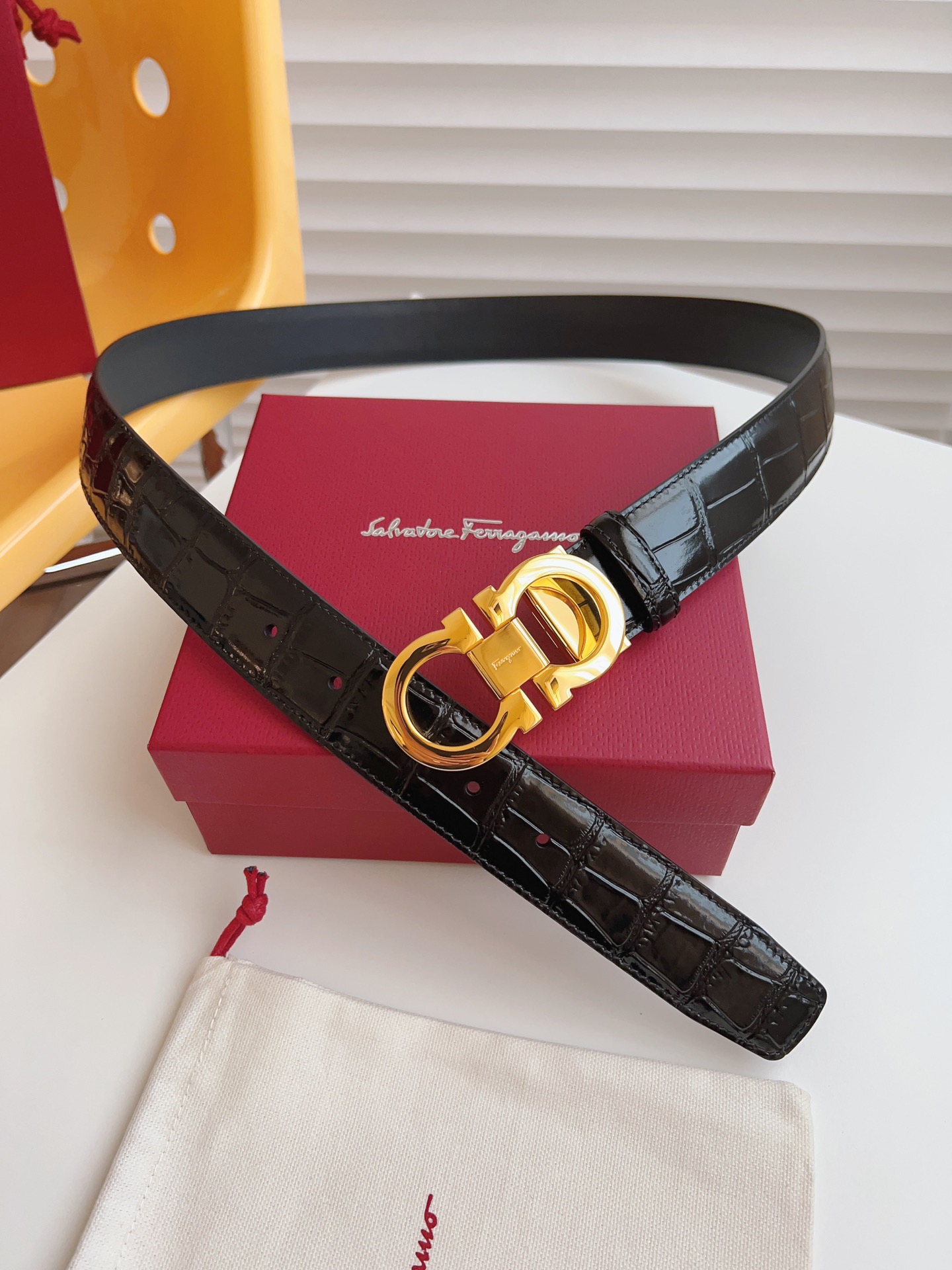 Salvatore Ferragamo Male Leather Belt Cow Leather M