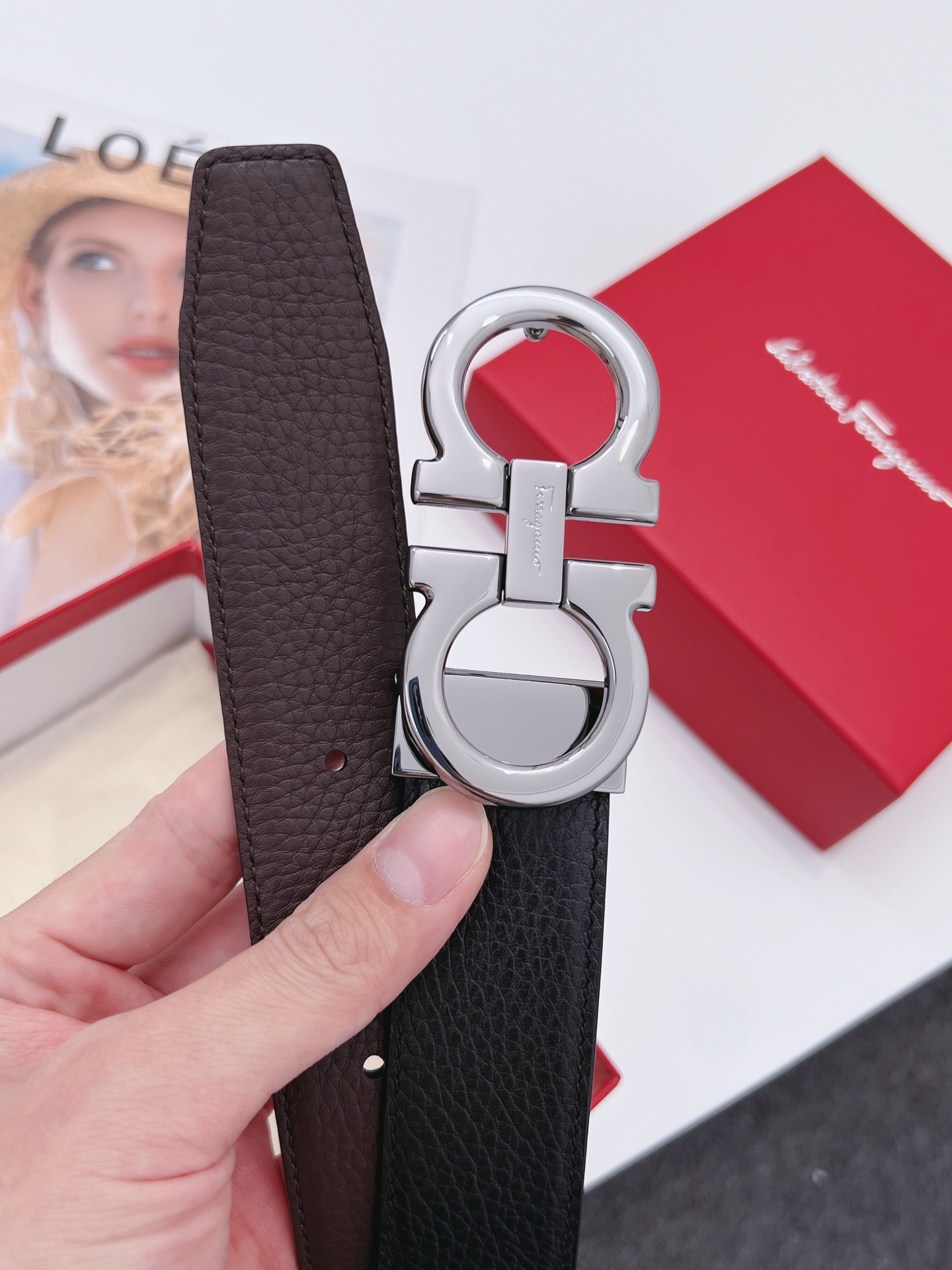 Salvatore Ferragamo Male Leather Belt Cow Leather M