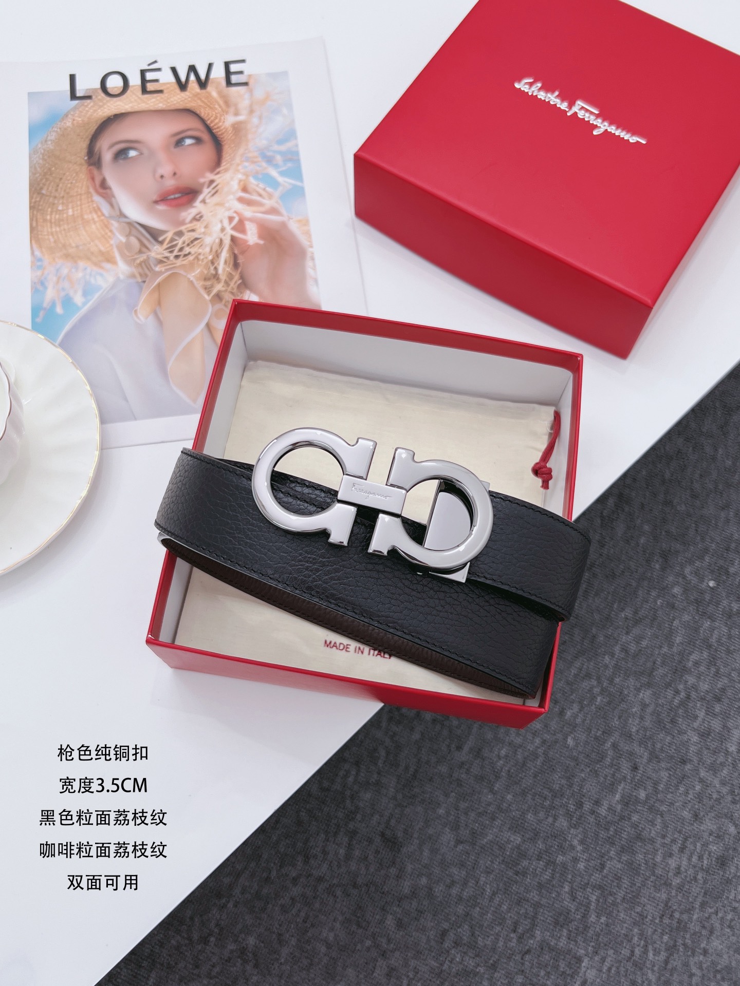 Salvatore Ferragamo Male Leather Belt Cow Leather M