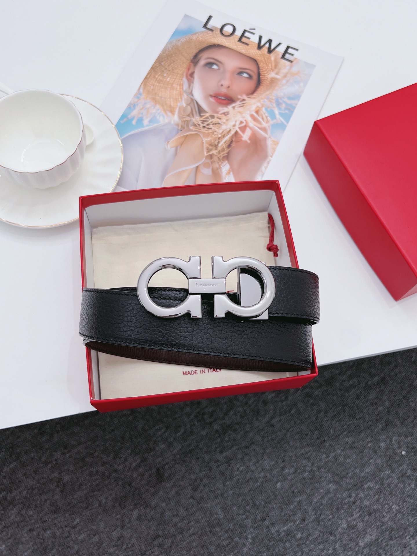 Salvatore Ferragamo Male Leather Belt Cow Leather M