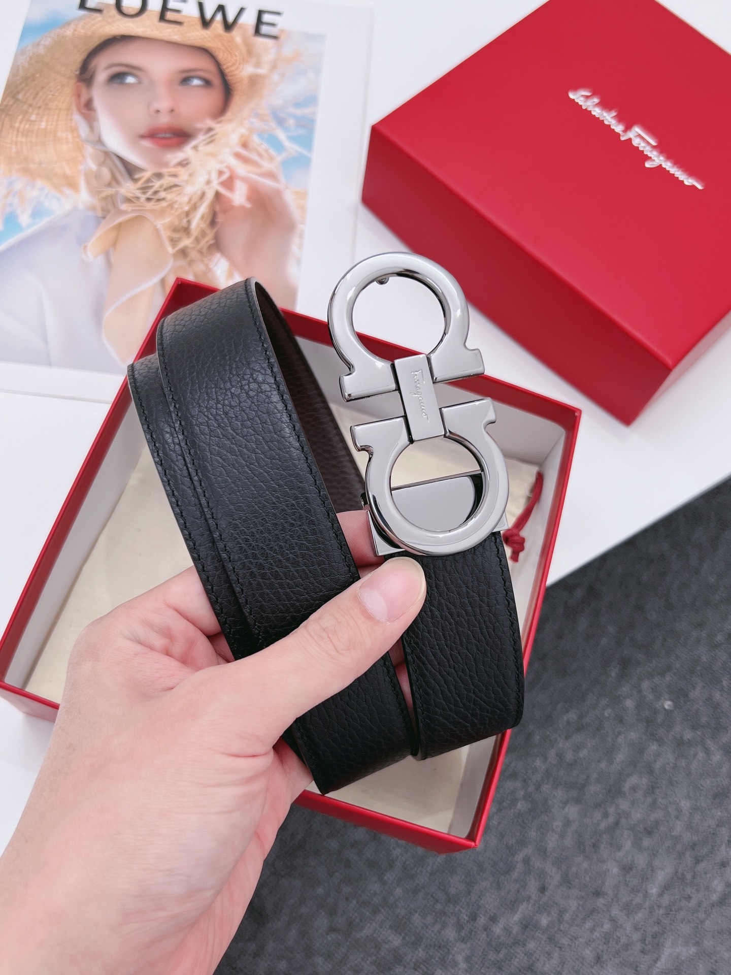 Salvatore Ferragamo Male Leather Belt Cow Leather M