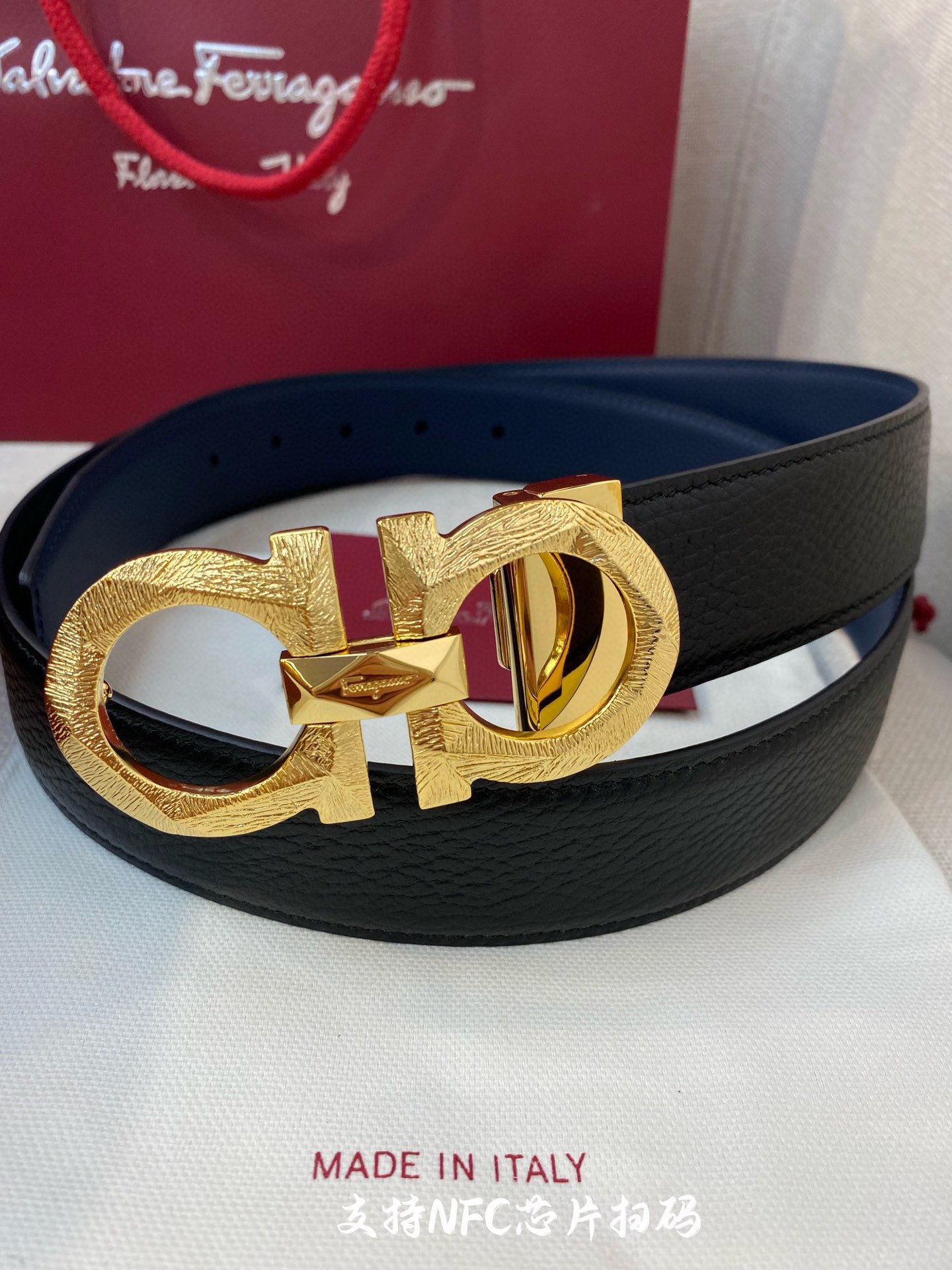 Salvatore Ferragamo Male Leather Belt Top Grain Leather 34mm