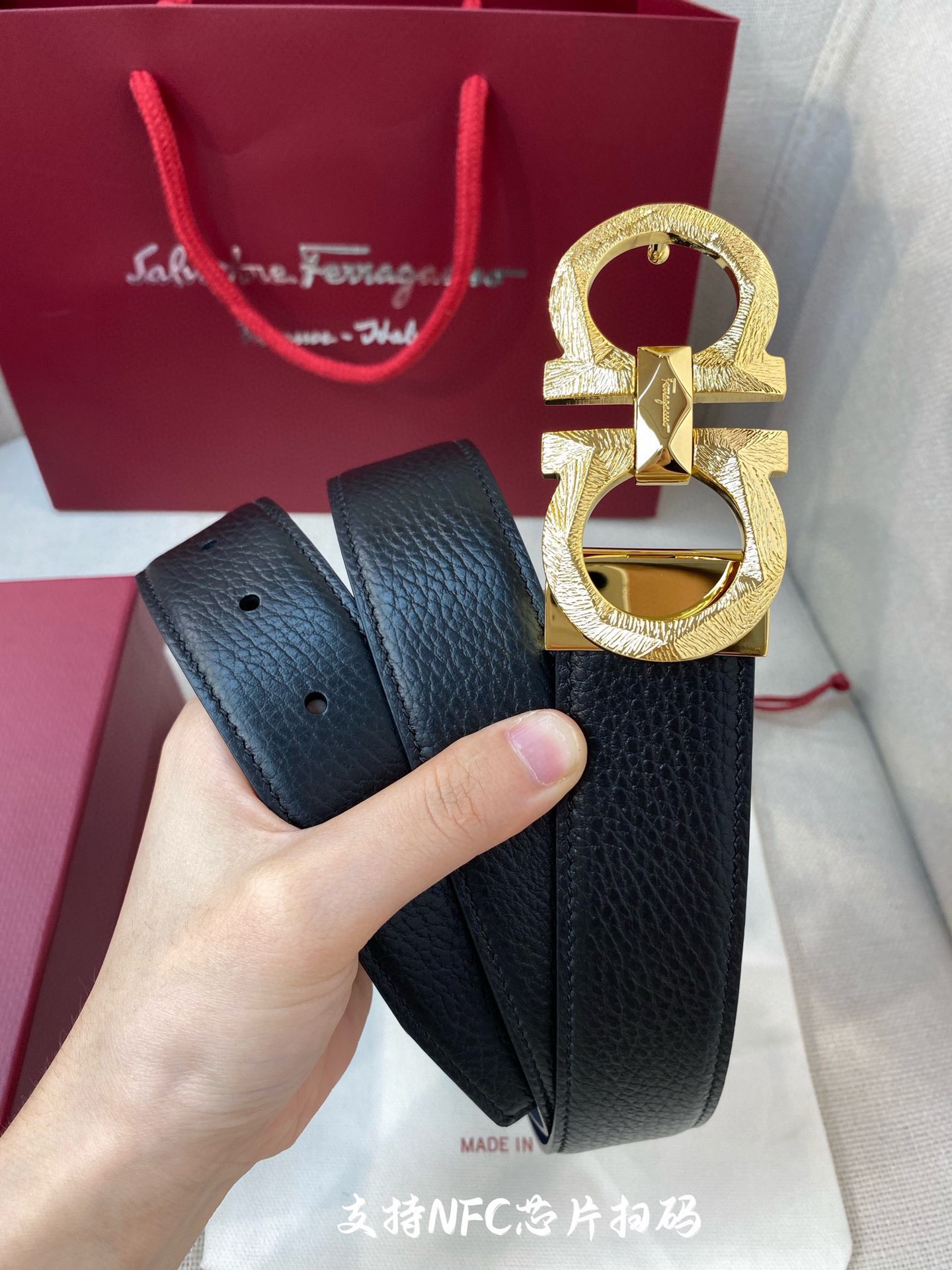 Salvatore Ferragamo Male Leather Belt Top Grain Leather 34mm