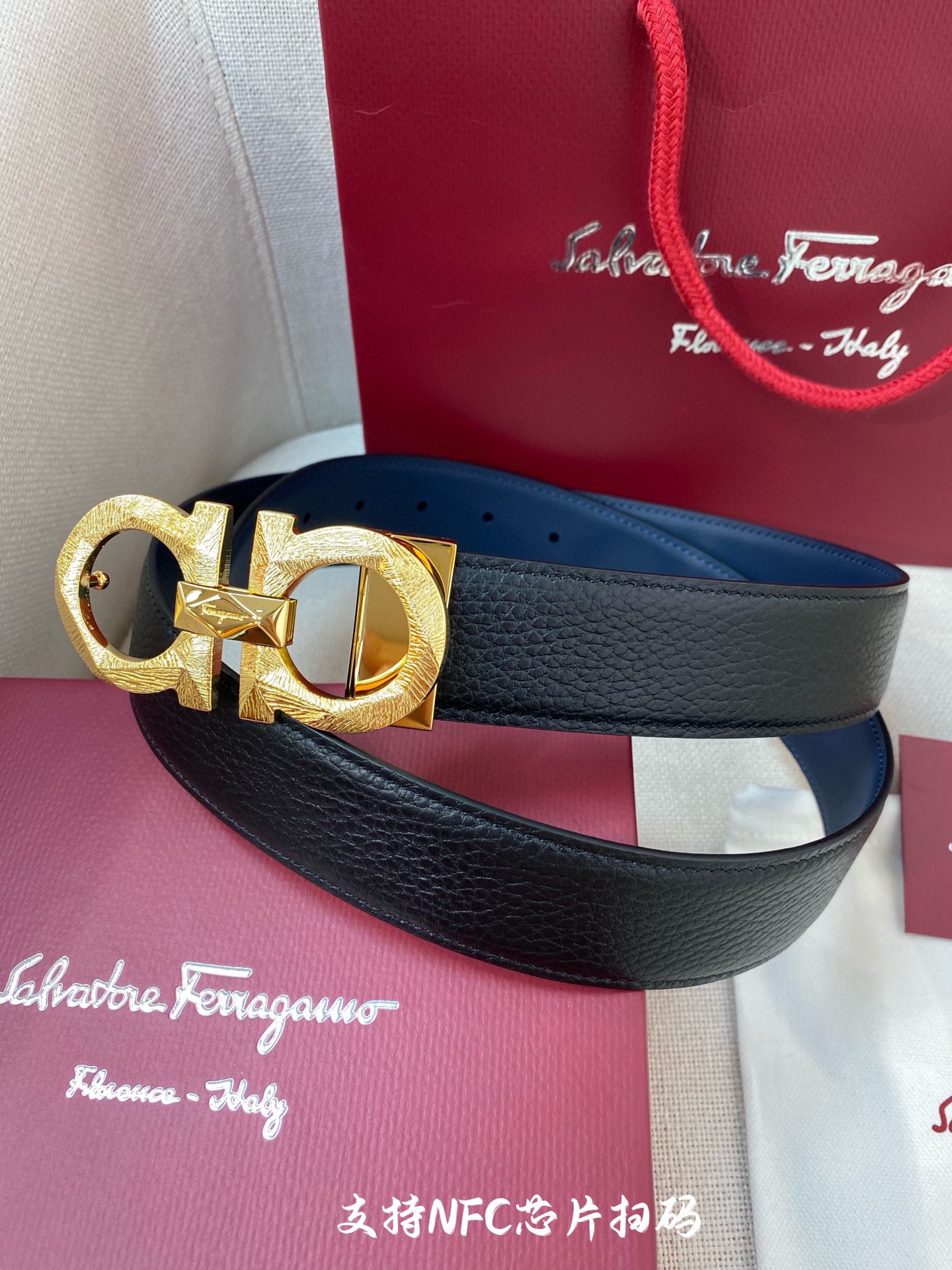 Salvatore Ferragamo Male Leather Belt Top Grain Leather 34mm