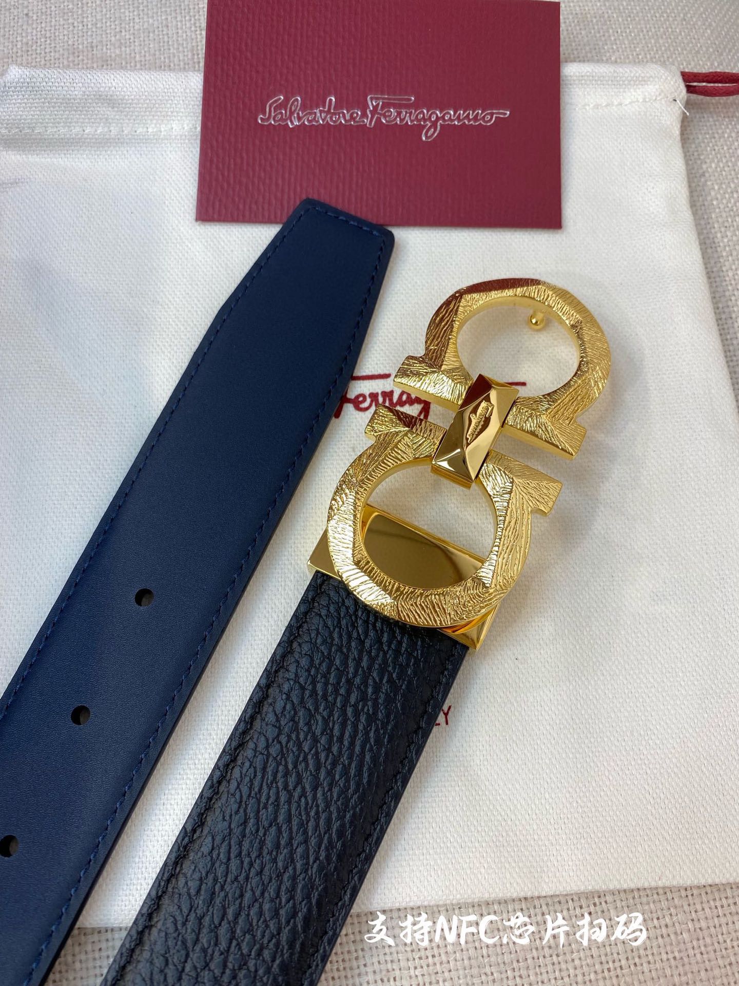 Salvatore Ferragamo Male Leather Belt Top Grain Leather 34mm