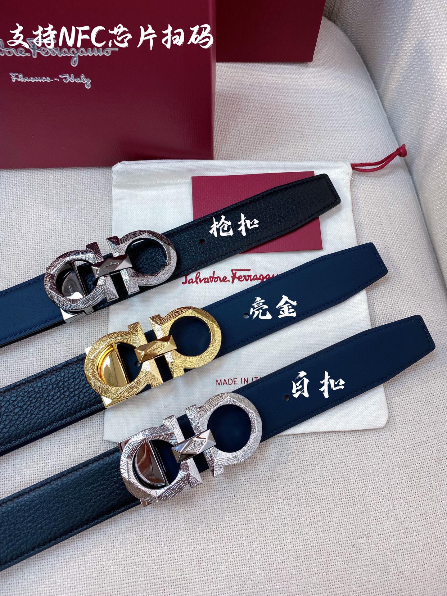 Salvatore Ferragamo Male Leather Belt Top Grain Leather 34mm