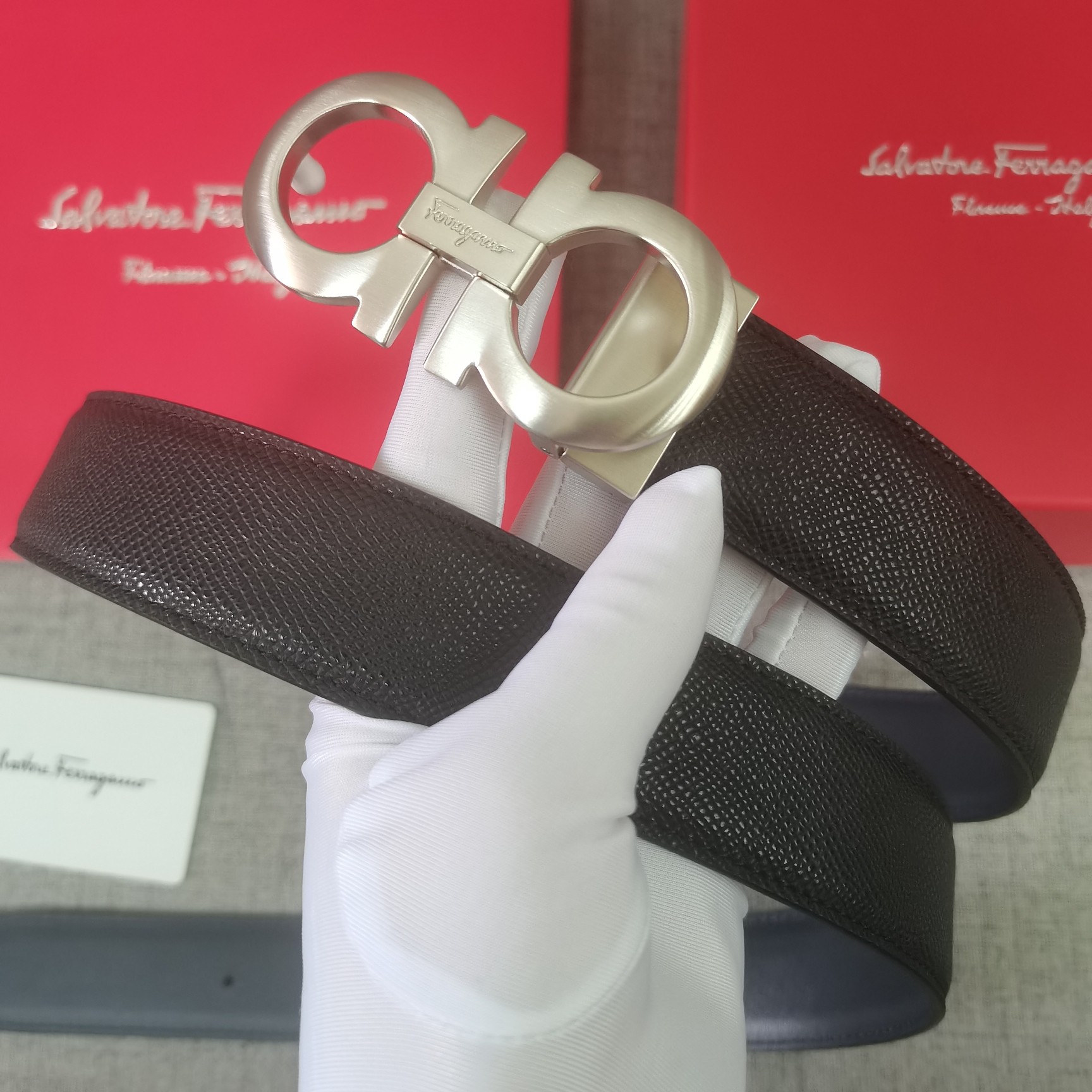 Salvatore Ferragamo Male Leather Belt Cow Leather M