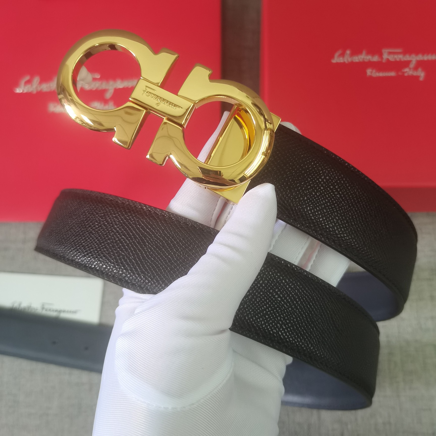 Salvatore Ferragamo Male Leather Belt Cow Leather M