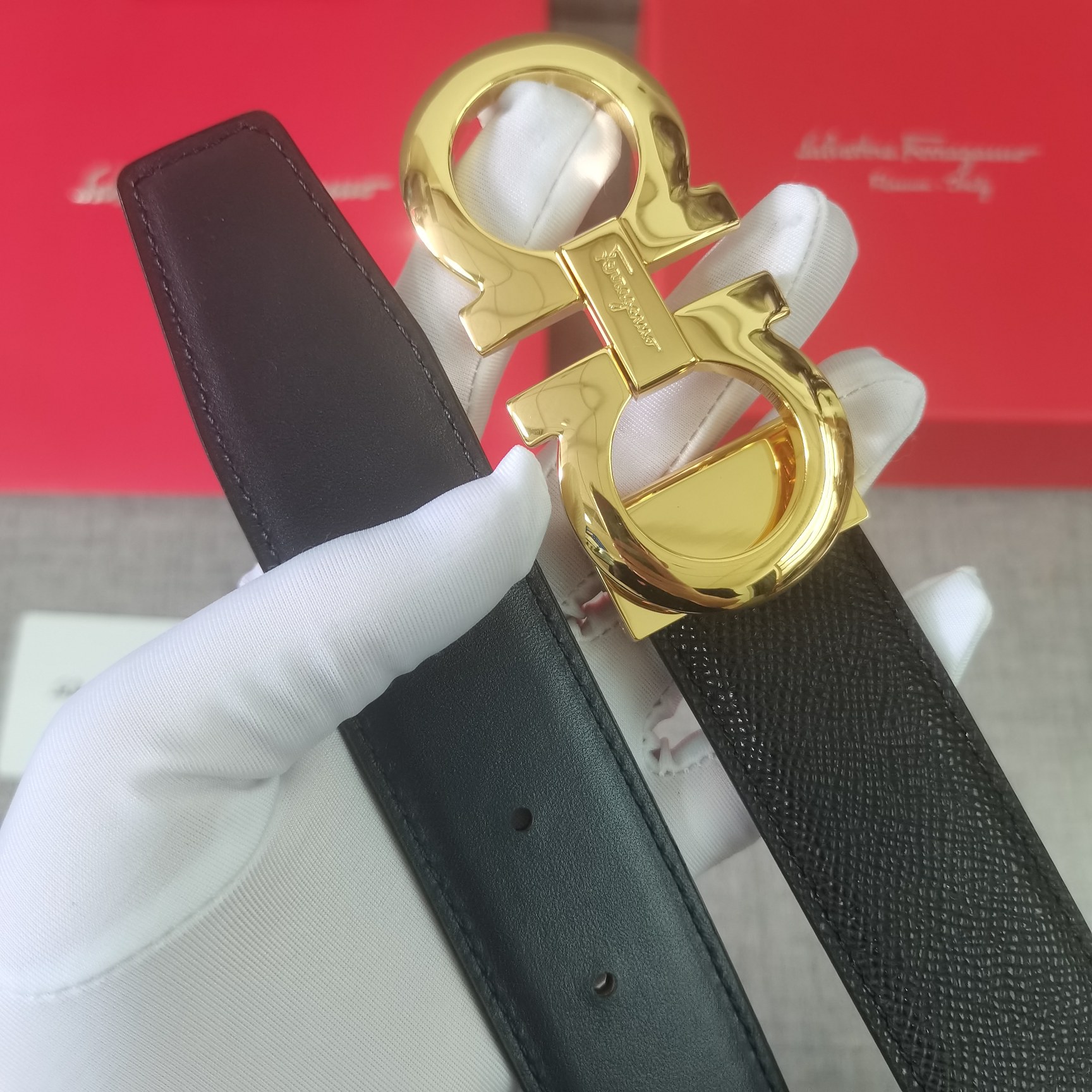 Salvatore Ferragamo Male Leather Belt Cow Leather M