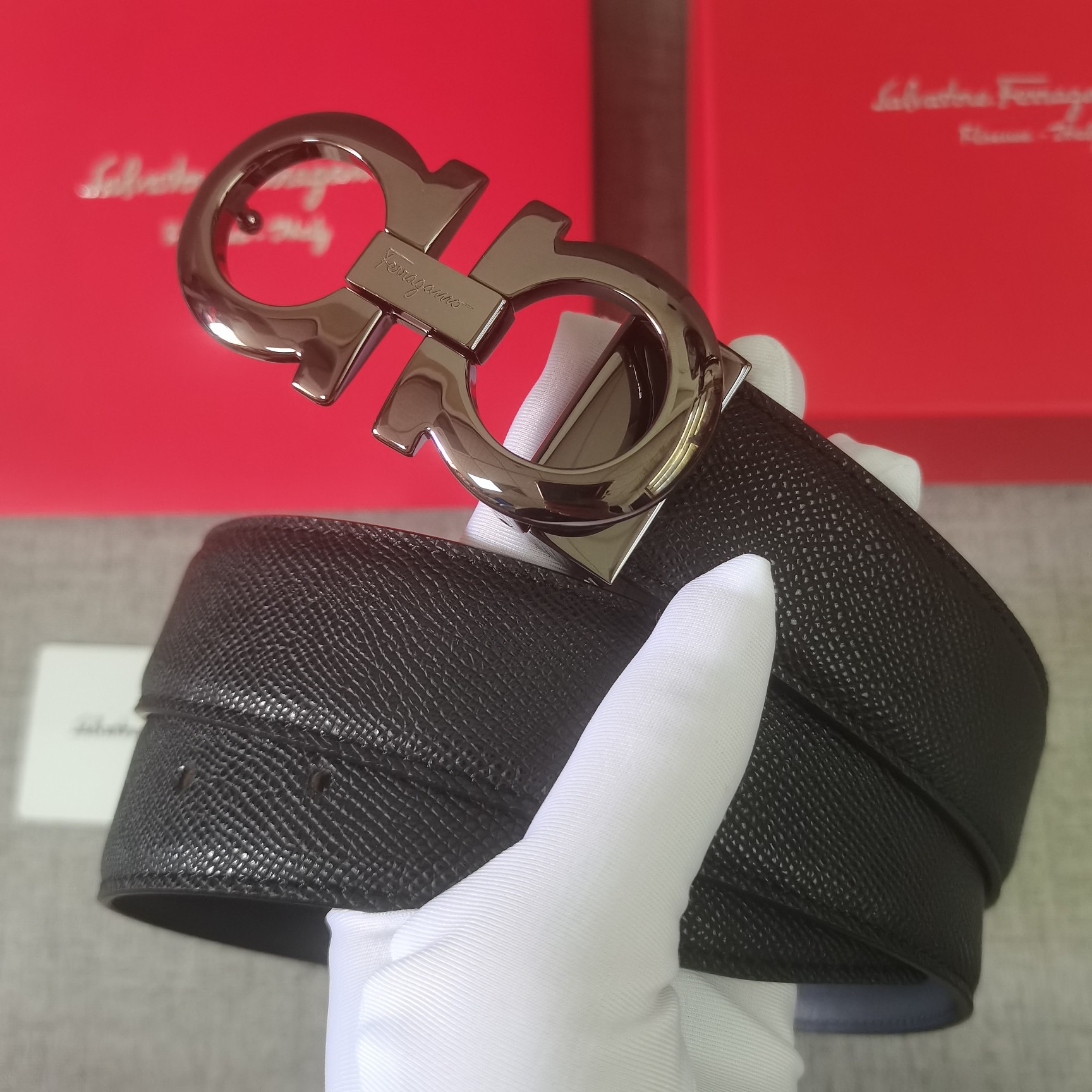 Salvatore Ferragamo Male Leather Belt Cow Leather M