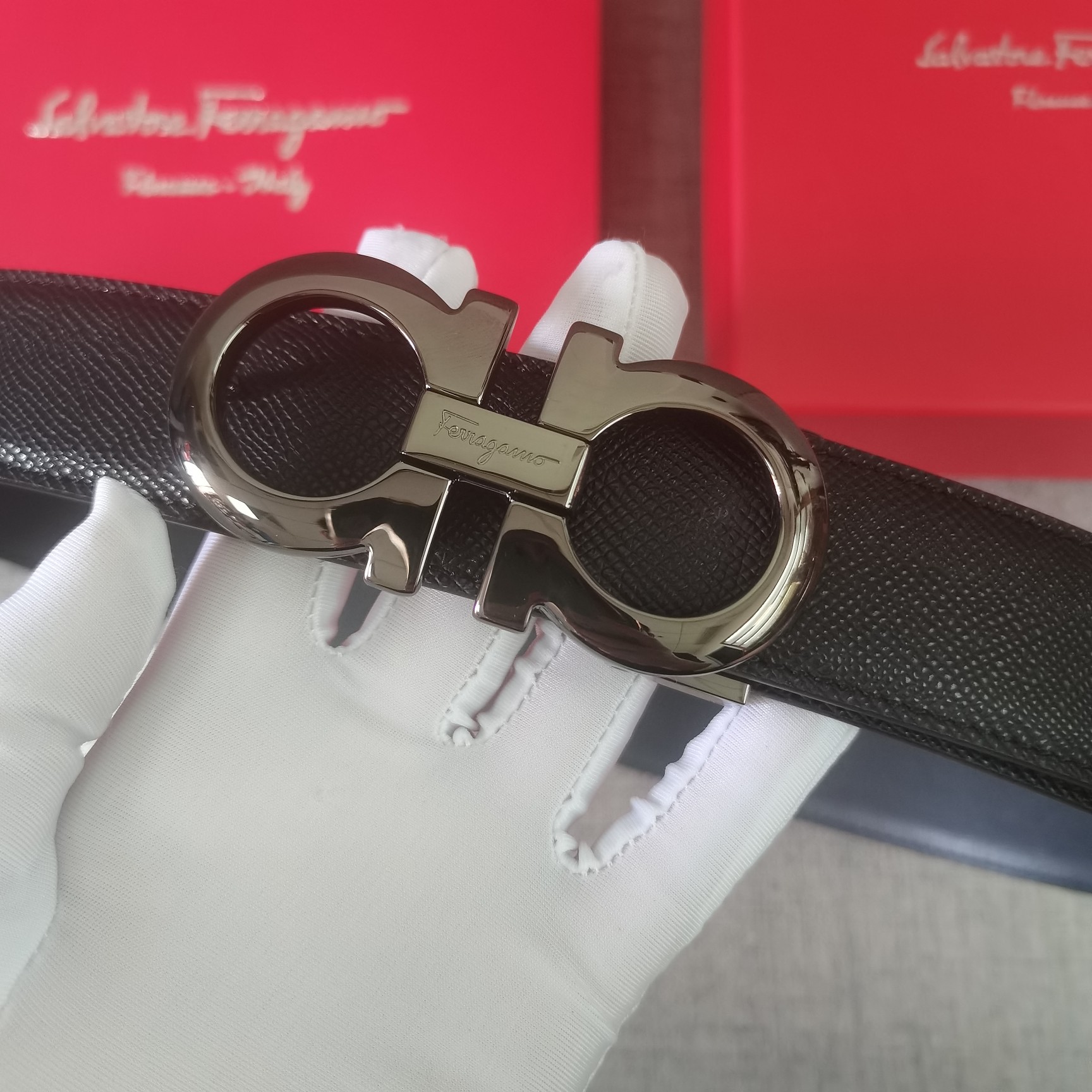 Salvatore Ferragamo Male Leather Belt Cow Leather M