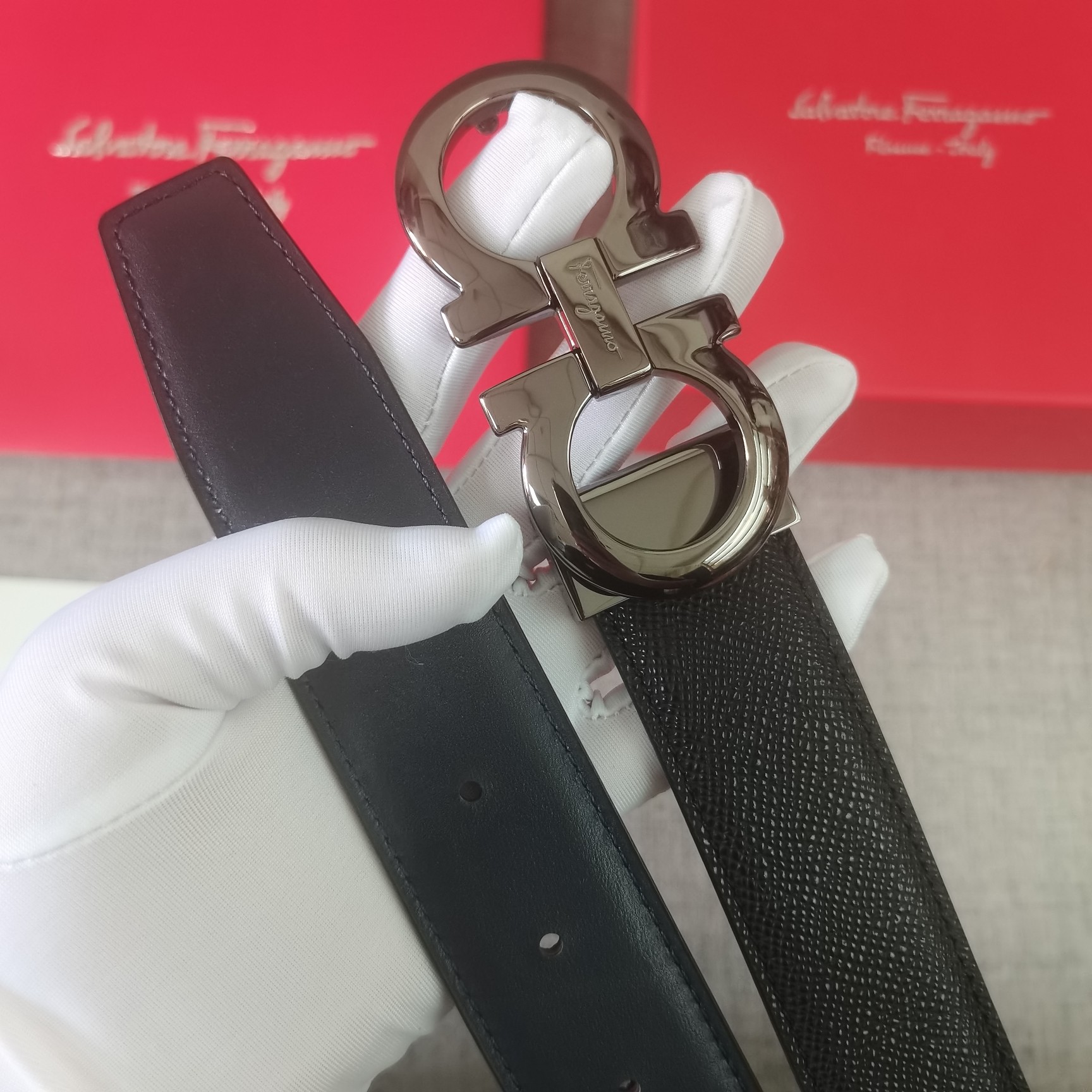 Salvatore Ferragamo Male Leather Belt Cow Leather M