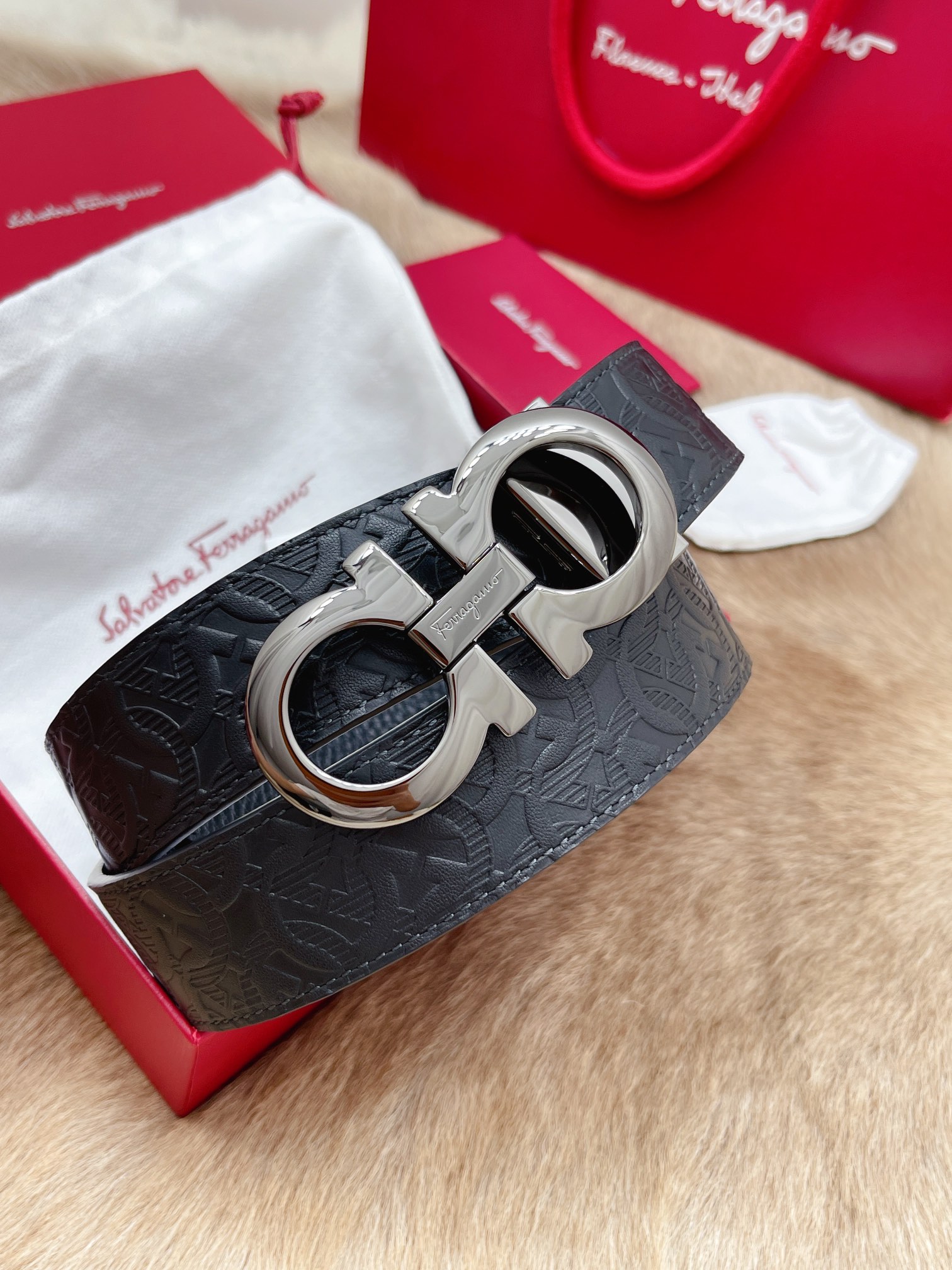 Salvatore Ferragamo Male Leather Belt Top Grain Leather M