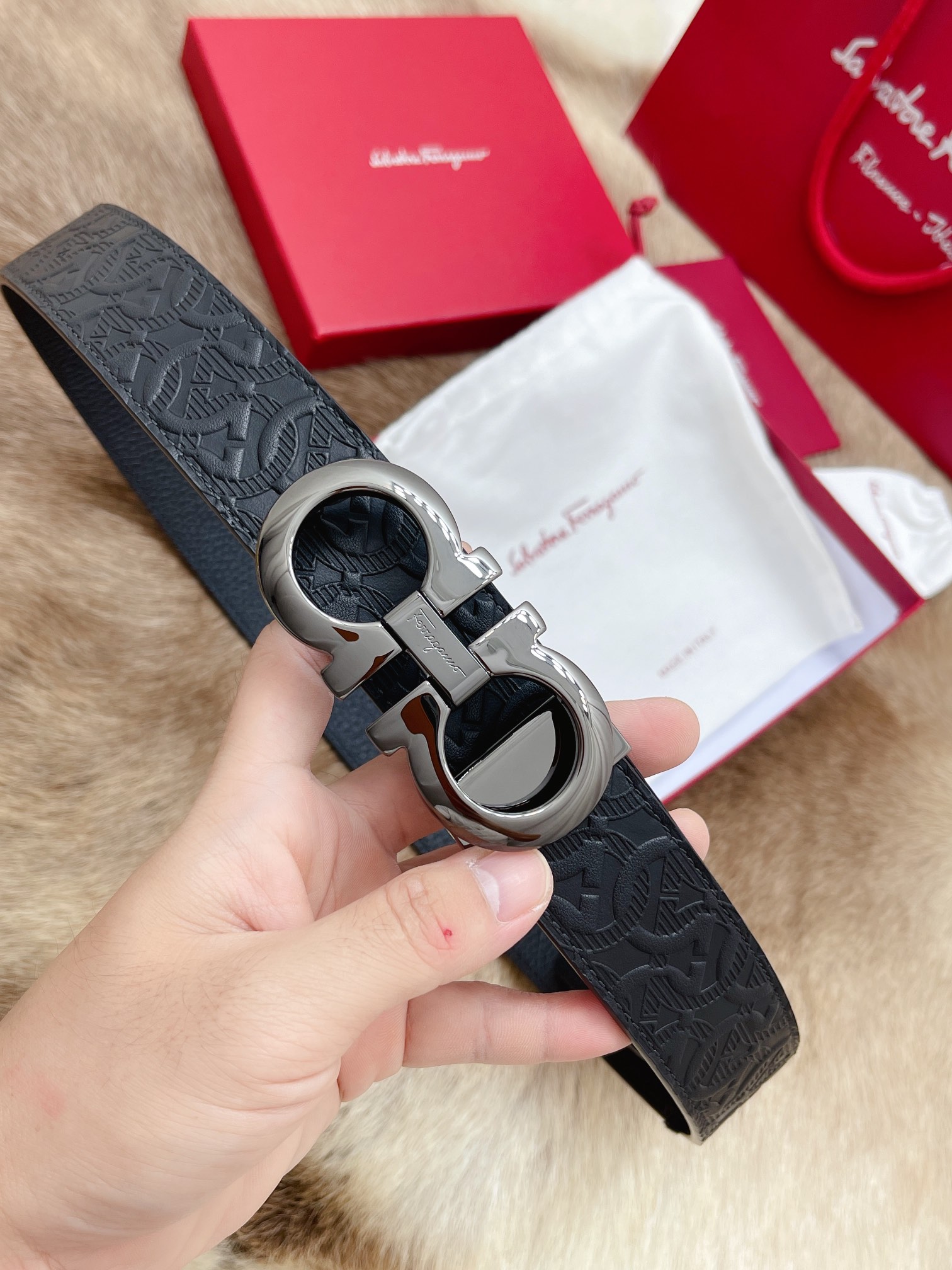 Salvatore Ferragamo Male Leather Belt Top Grain Leather M