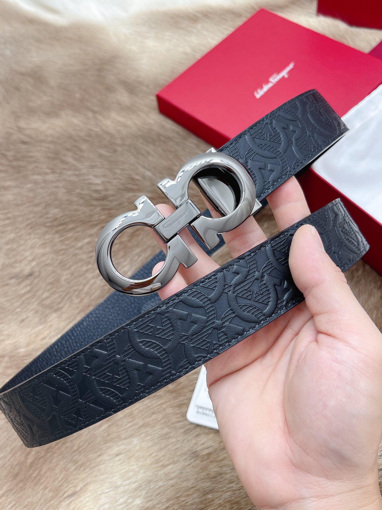 Salvatore Ferragamo Male Leather Belt Top Grain Leather M