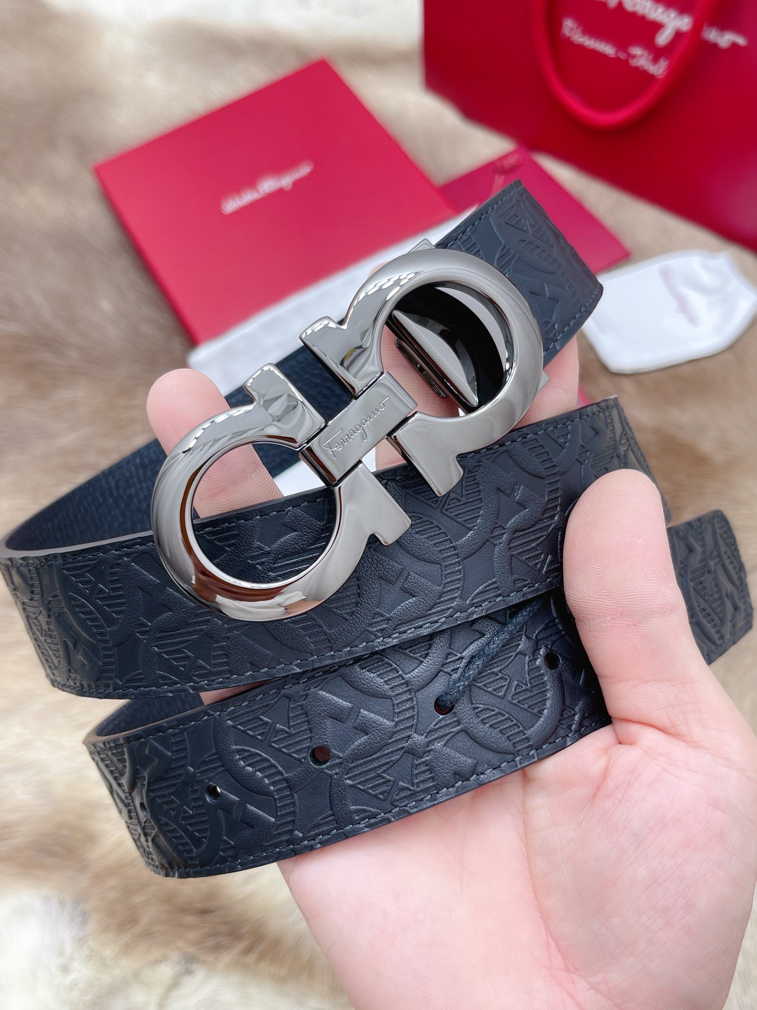 Salvatore Ferragamo Male Leather Belt Top Grain Leather M