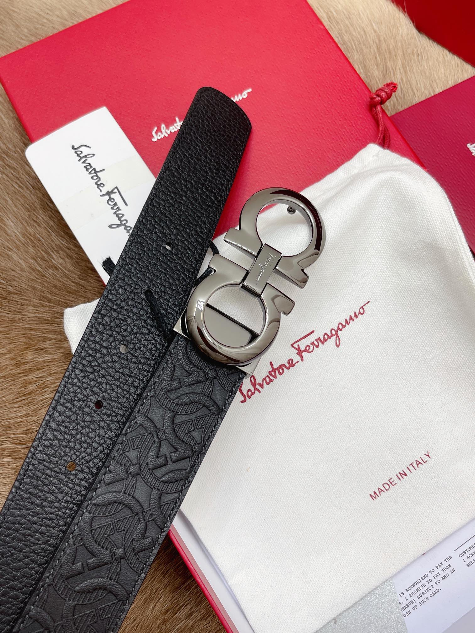 Salvatore Ferragamo Male Leather Belt Top Grain Leather M