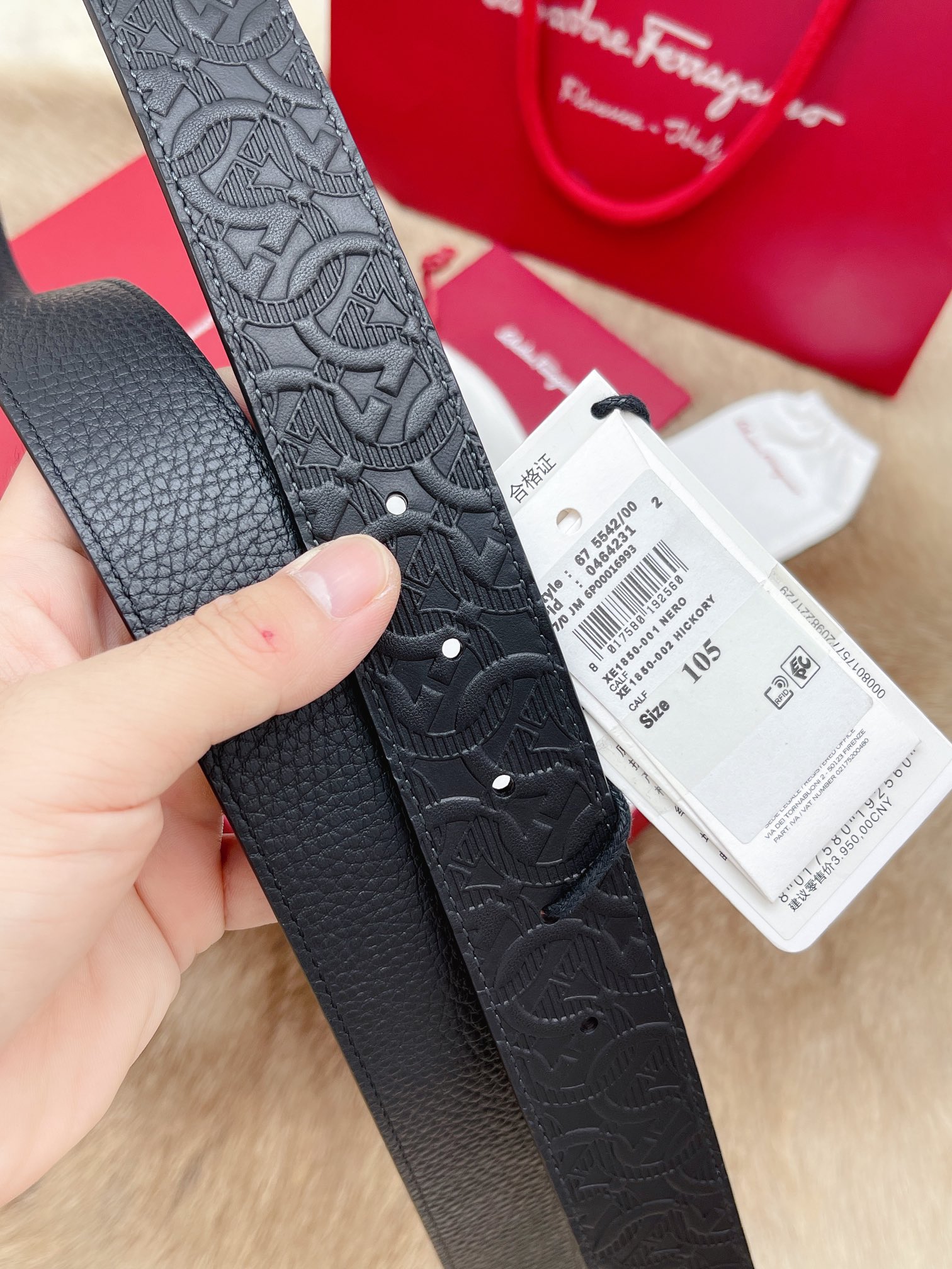 Salvatore Ferragamo Male Leather Belt Top Grain Leather M