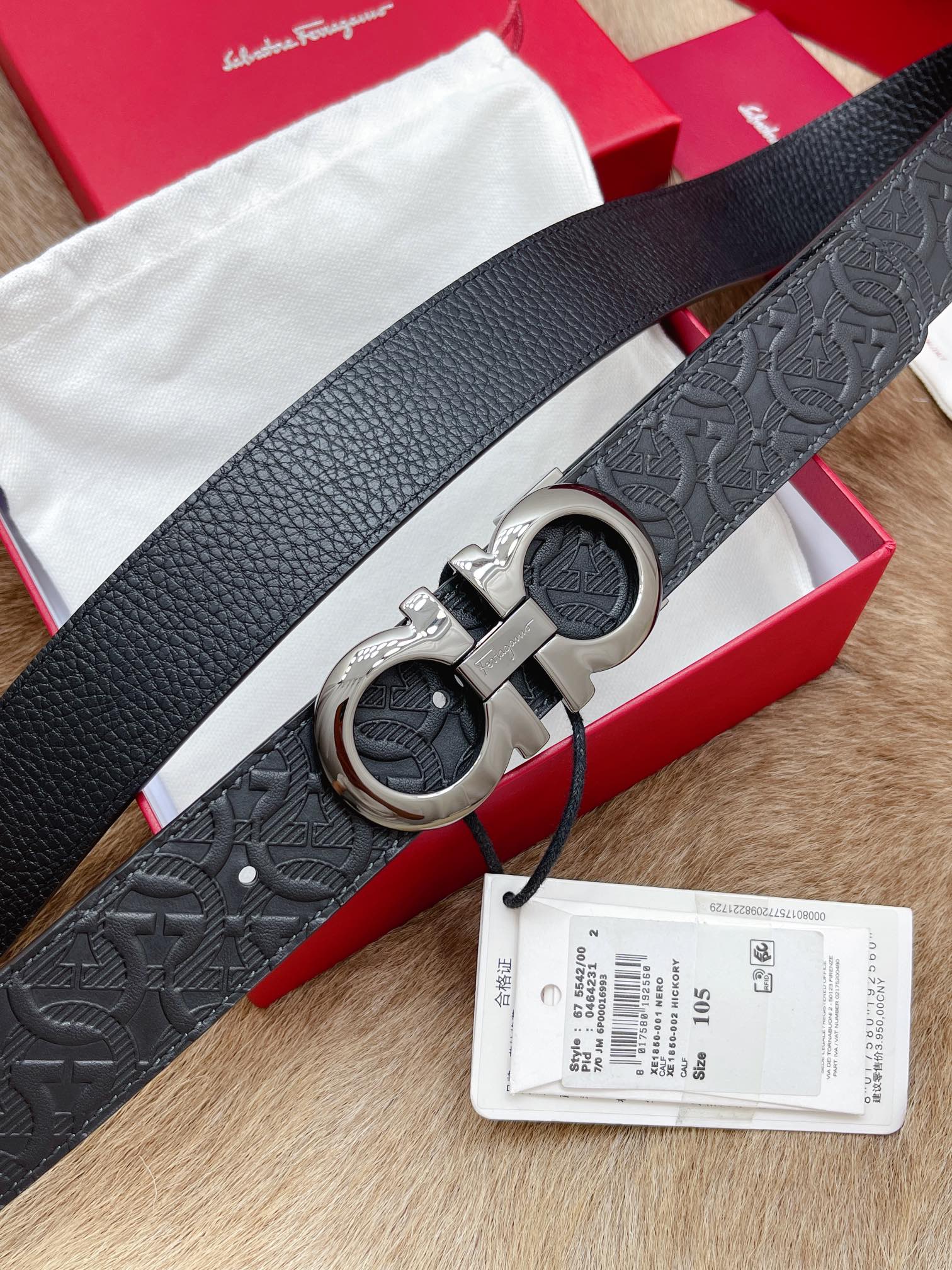 Salvatore Ferragamo Male Leather Belt Top Grain Leather M