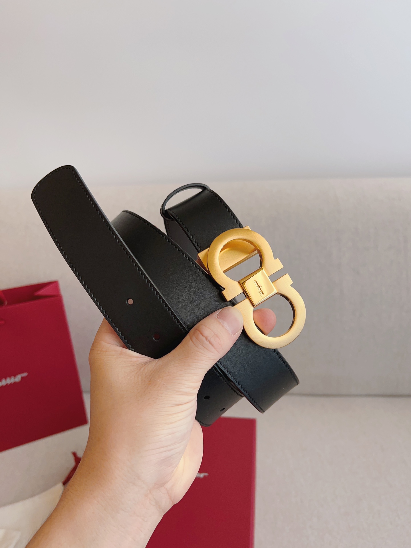 Salvatore Ferragamo Male Leather Belt Top Grain Leather M