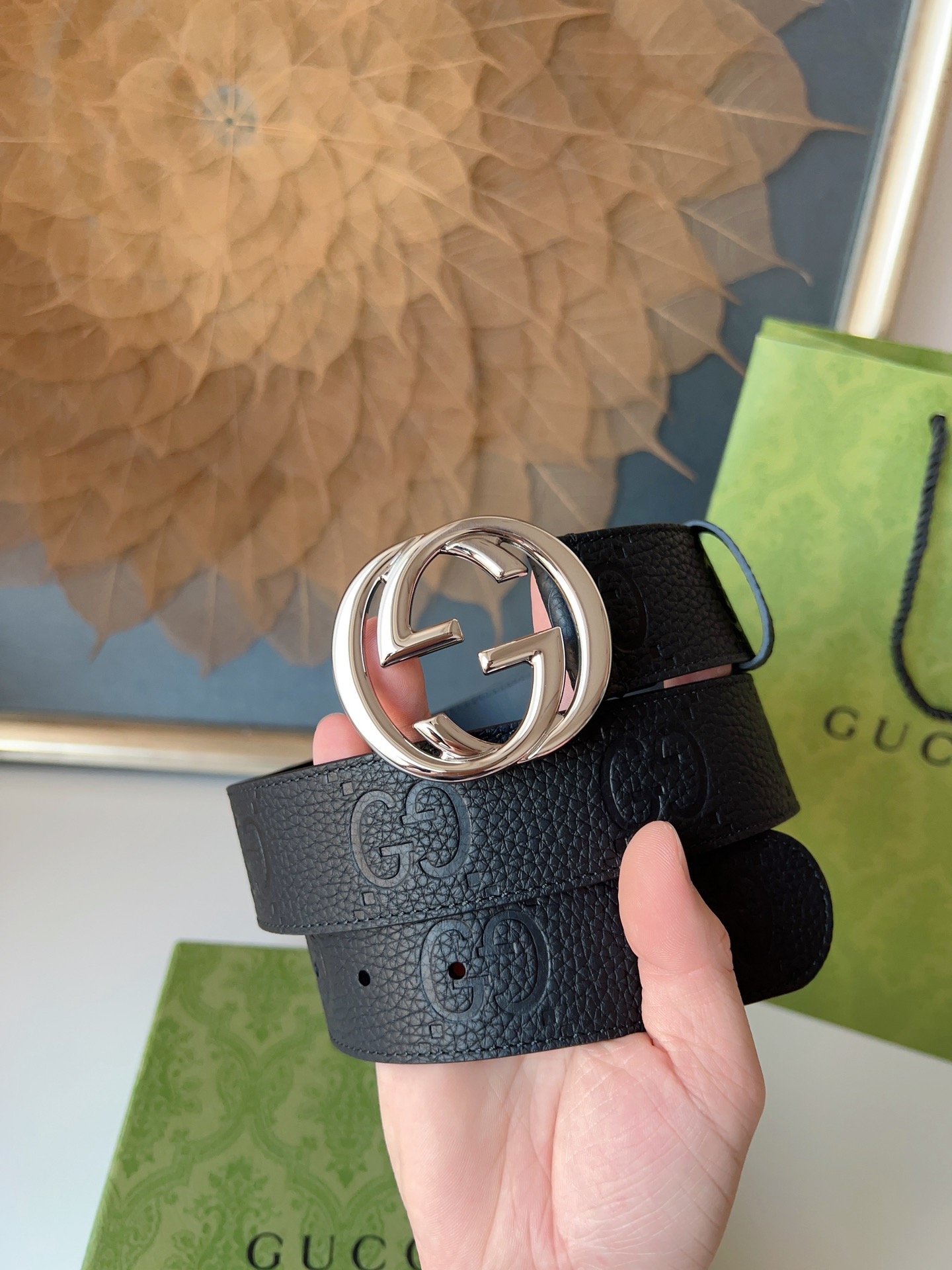 Gucci Male Leather Belt Top Grain Leather M