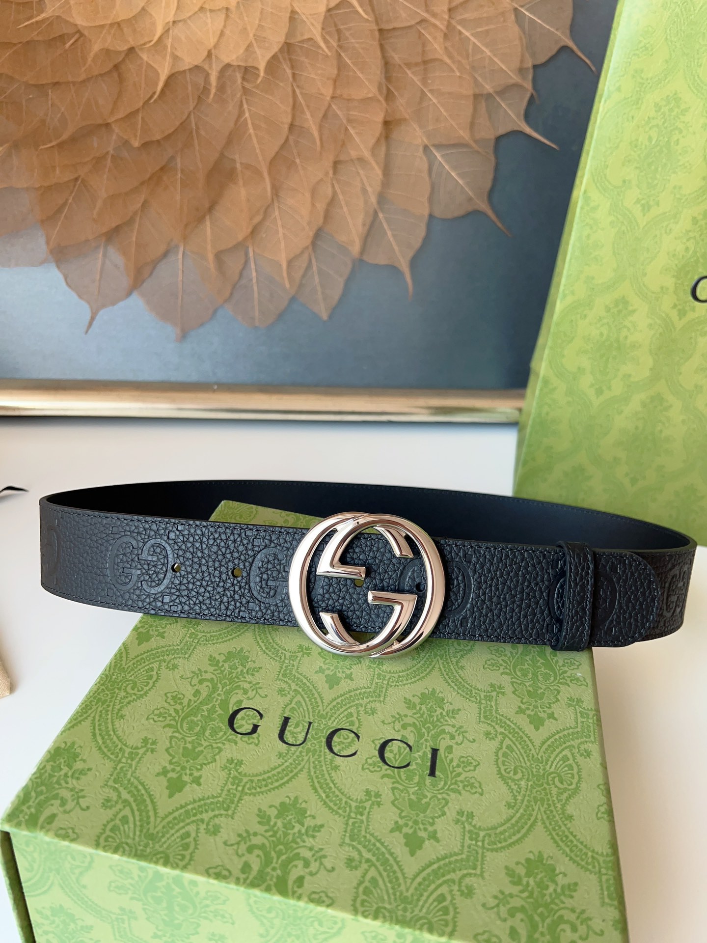 Gucci Male Leather Belt Top Grain Leather M