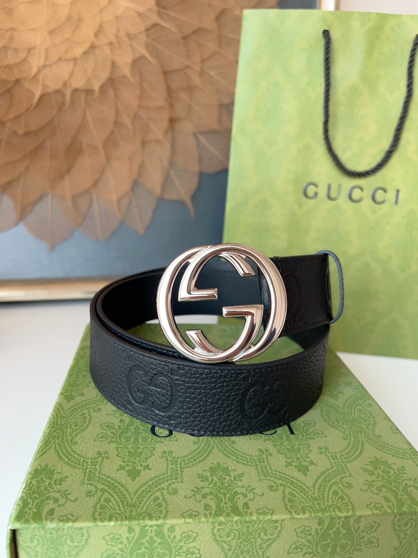 Gucci Male Leather Belt Top Grain Leather M