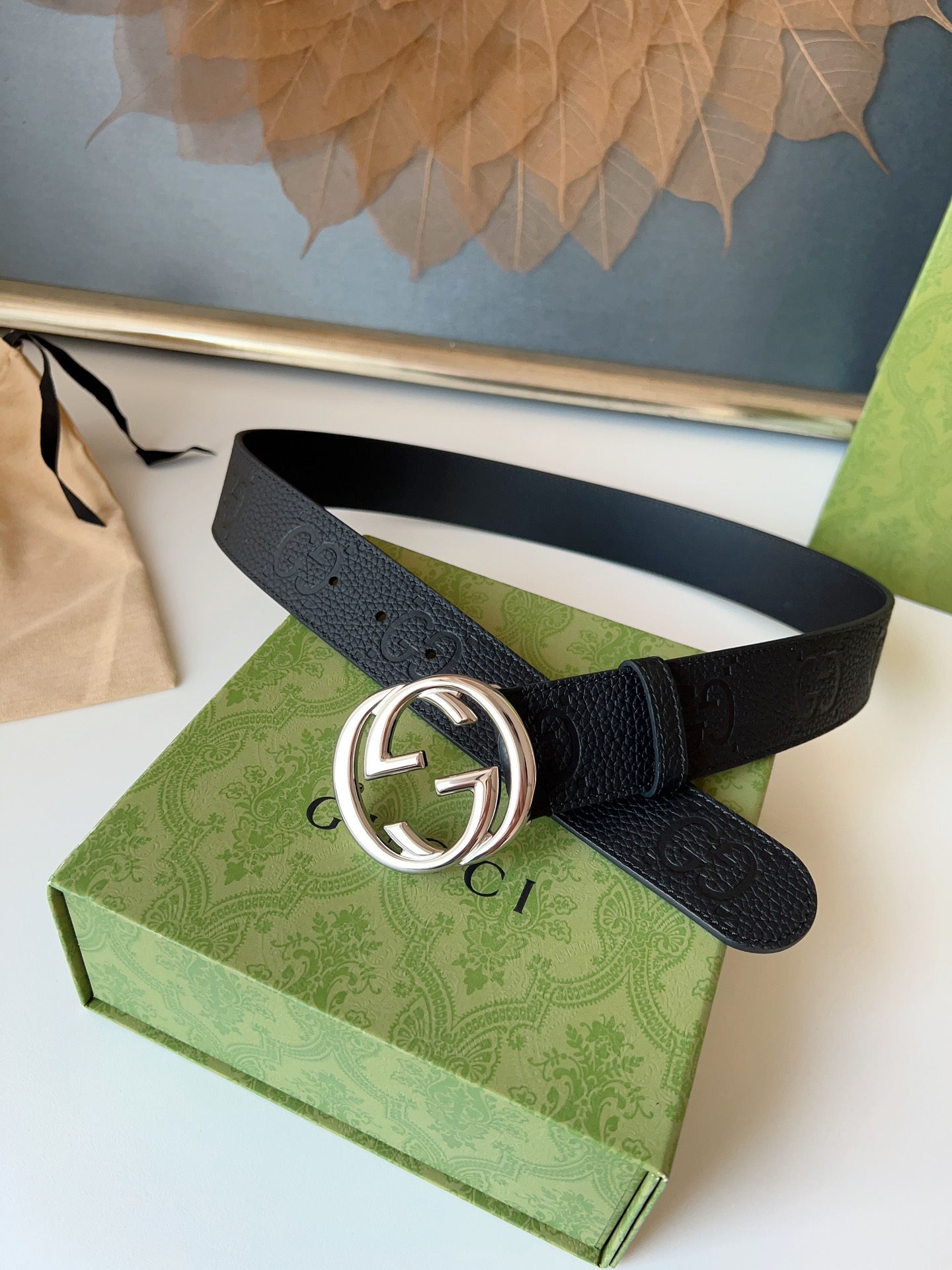 Gucci Male Leather Belt Top Grain Leather M