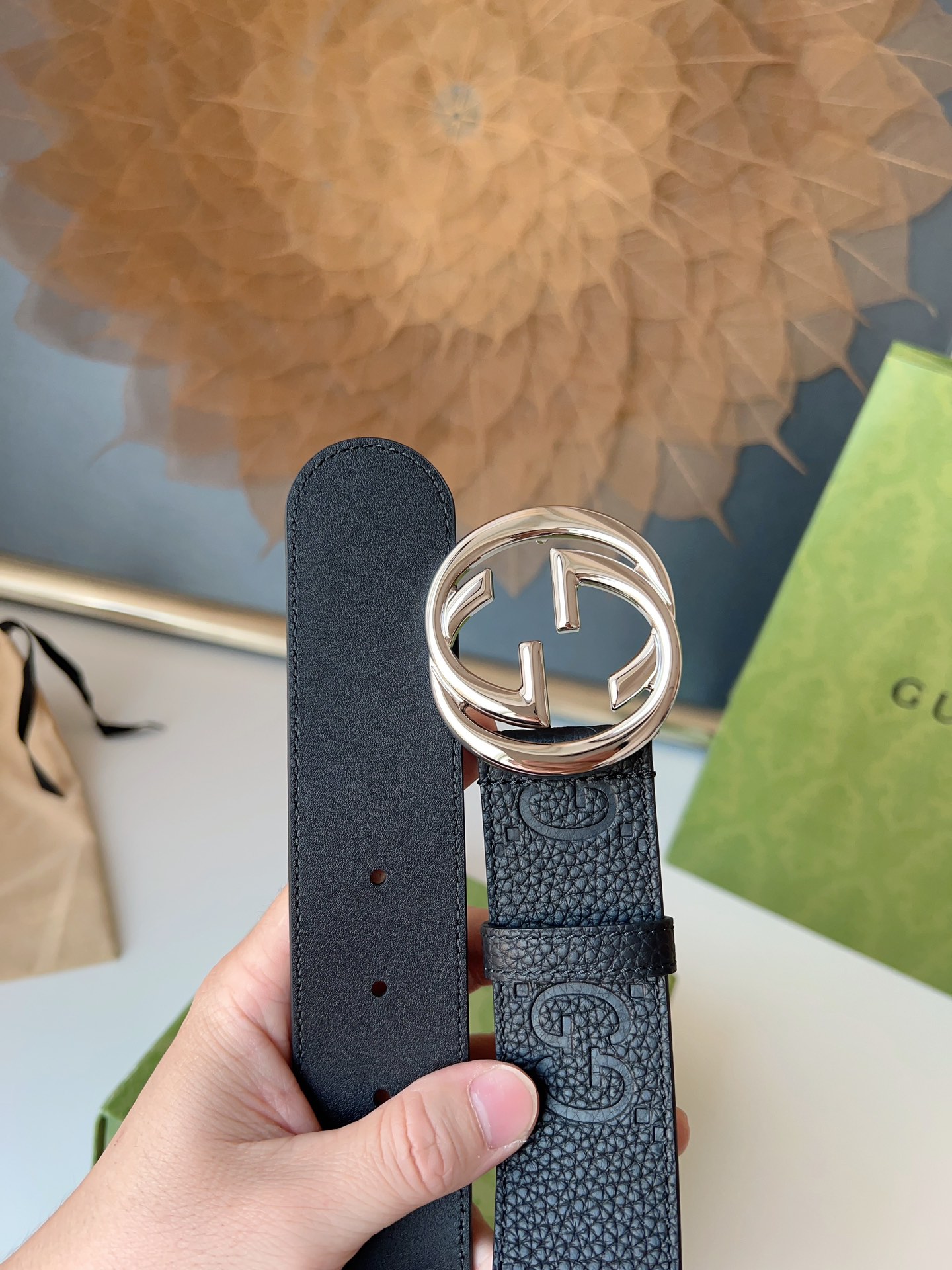 Gucci Male Leather Belt Top Grain Leather M