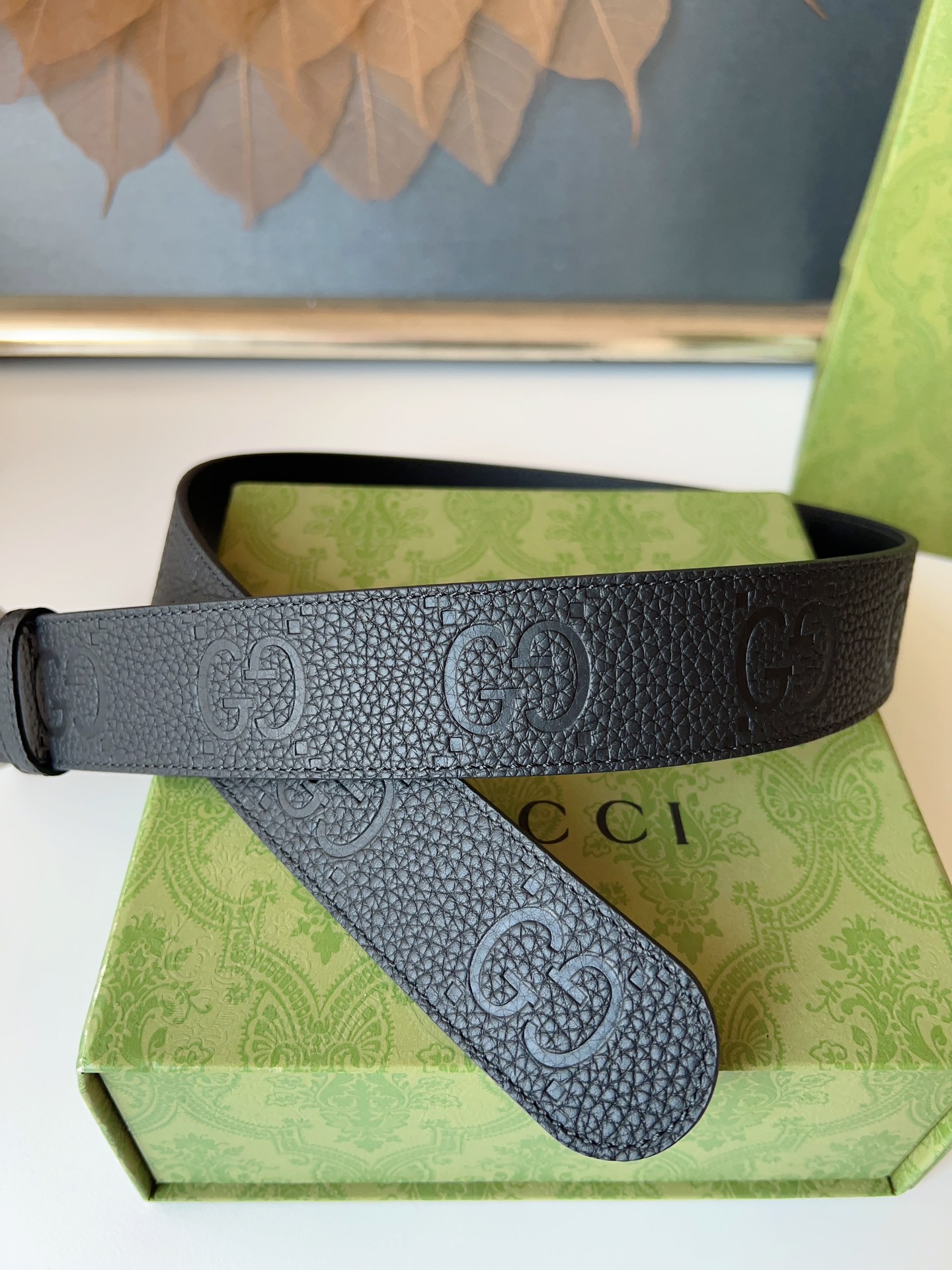 Gucci Male Leather Belt Top Grain Leather M