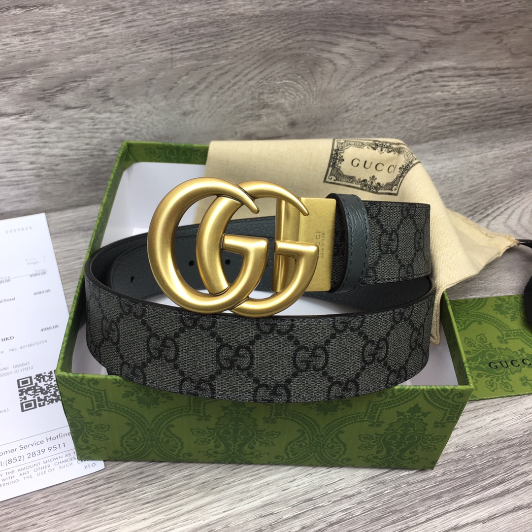Gucci Male Basic Belt Canvas Gray M