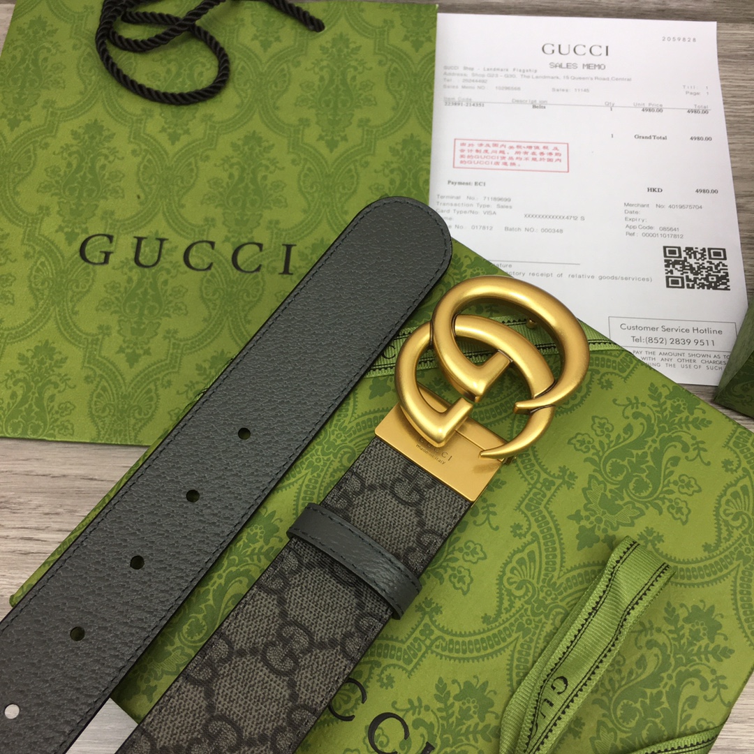 Gucci Male Basic Belt Canvas Gray M