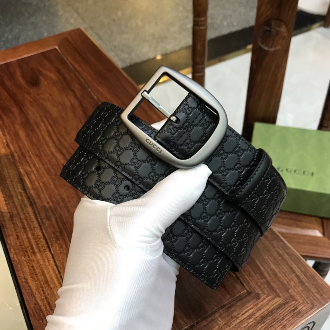 Gucci Male Pin Buckle Belt Cow Leather Black M