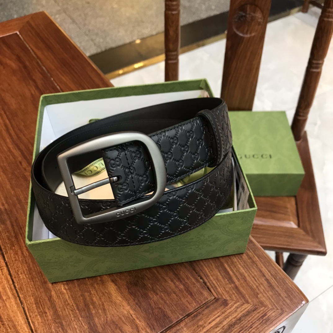 Gucci Male Pin Buckle Belt Cow Leather Black M