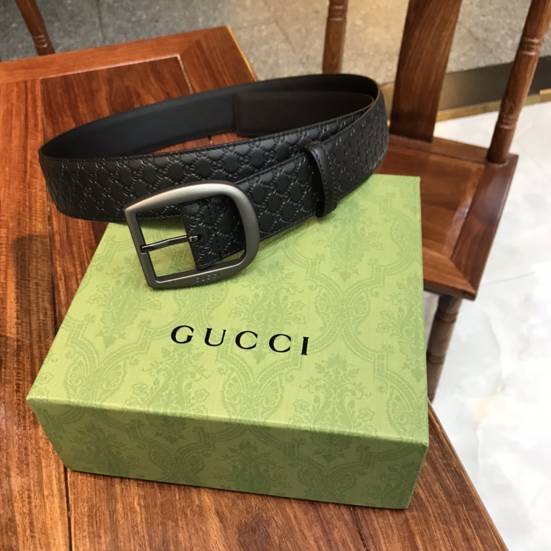 Gucci Male Pin Buckle Belt Cow Leather Black M