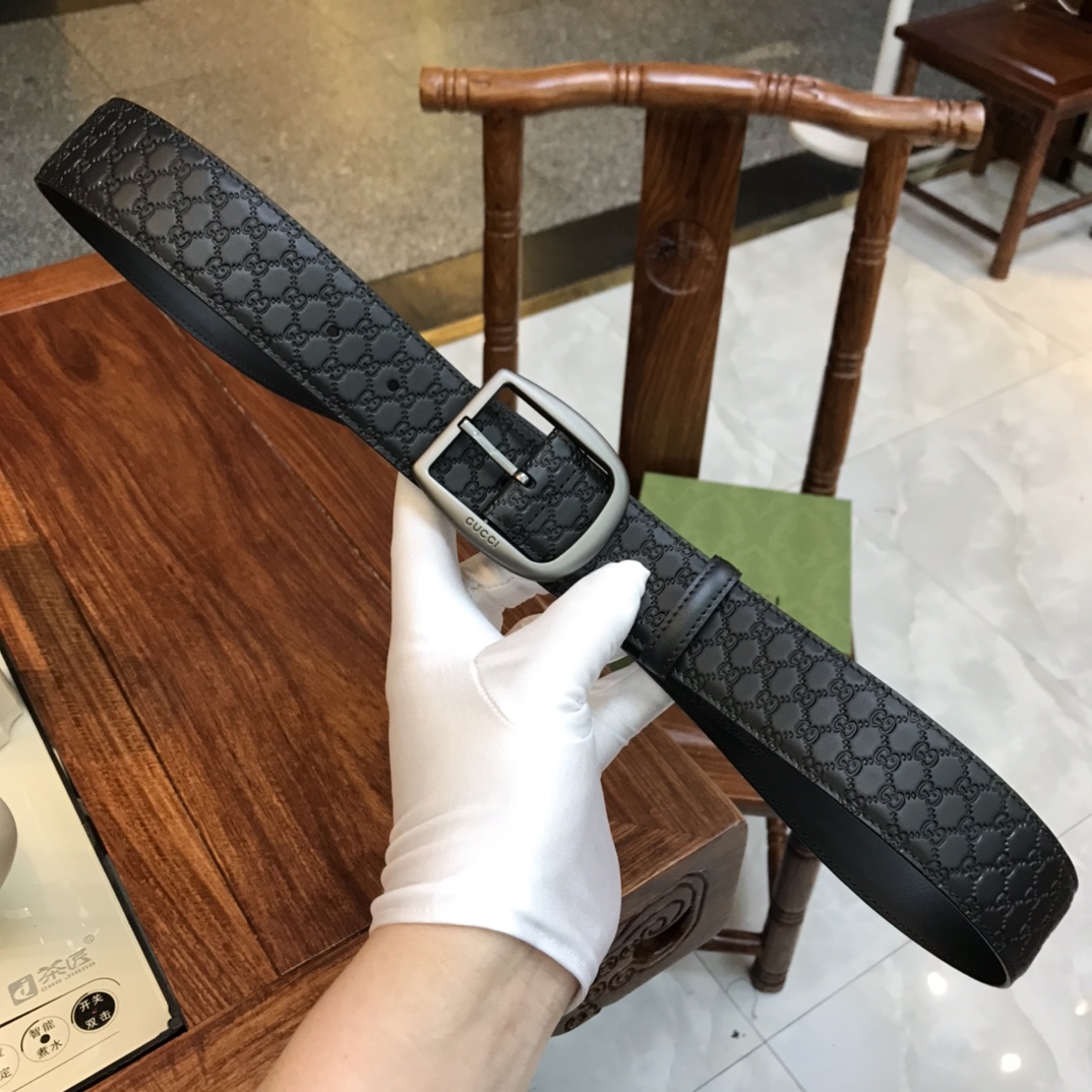 Gucci Male Pin Buckle Belt Cow Leather Black M