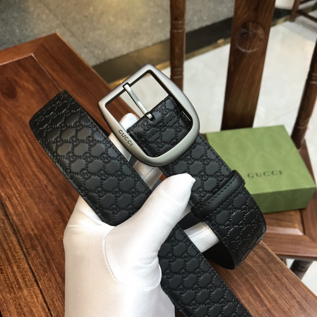 Gucci Male Pin Buckle Belt Cow Leather Black M