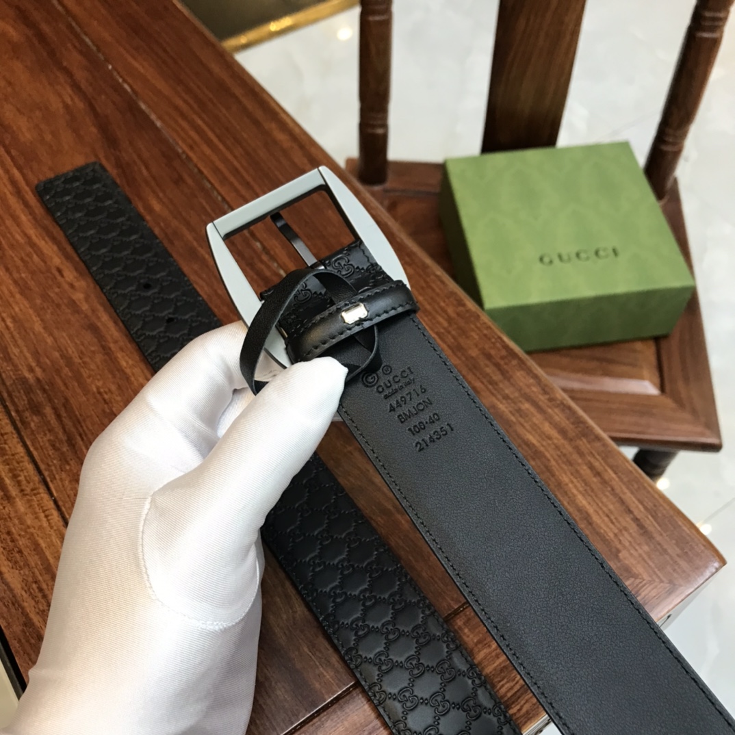 Gucci Male Pin Buckle Belt Cow Leather Black M