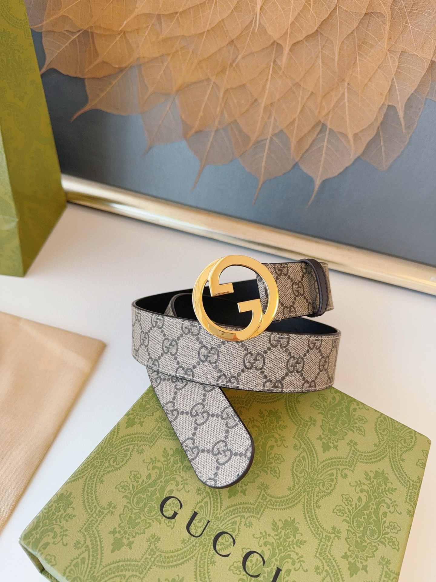 Gucci Male Leather Belt Top Grain Leather 38mm